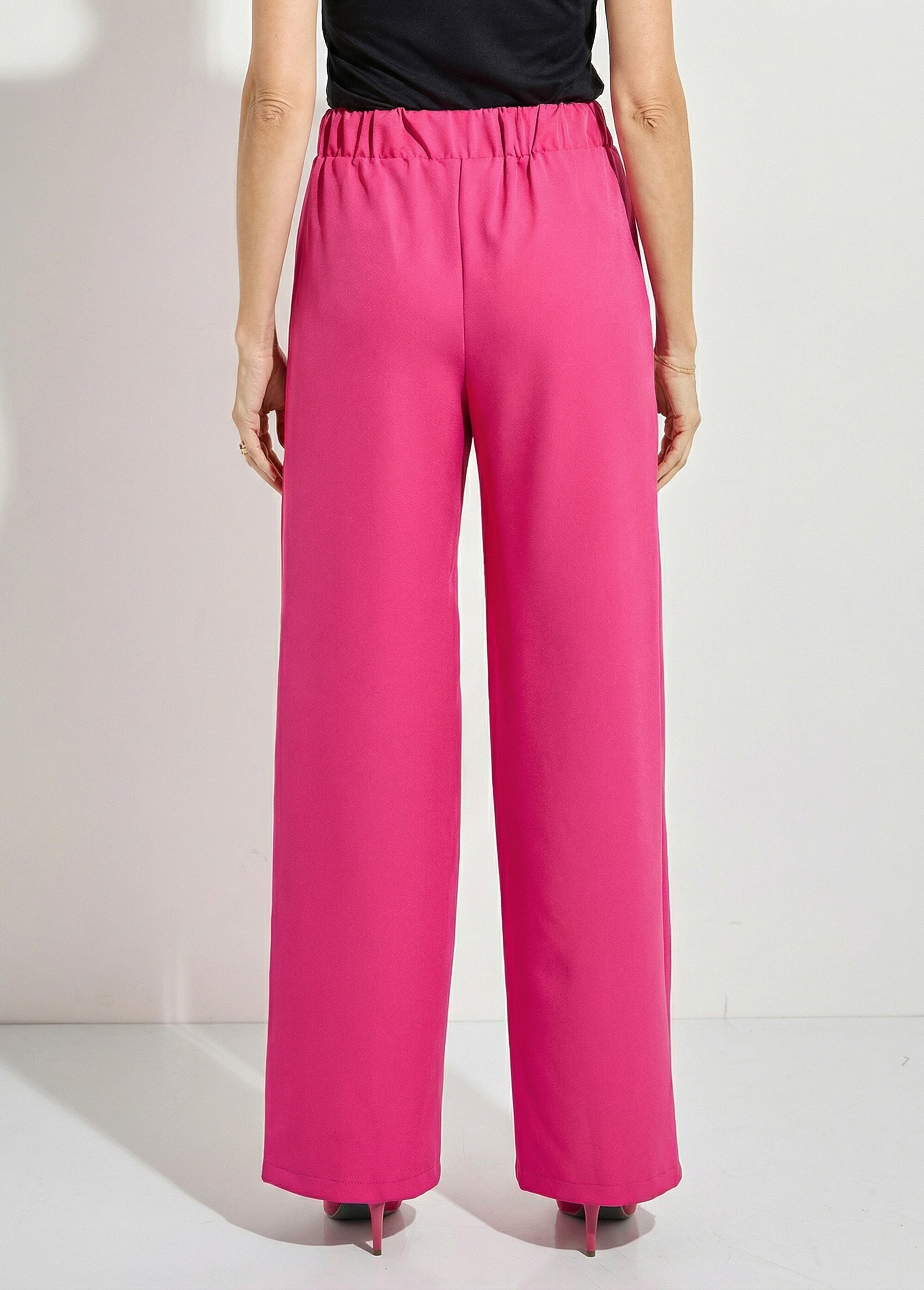 Pantalon effet pont ceinture élastiquée dos