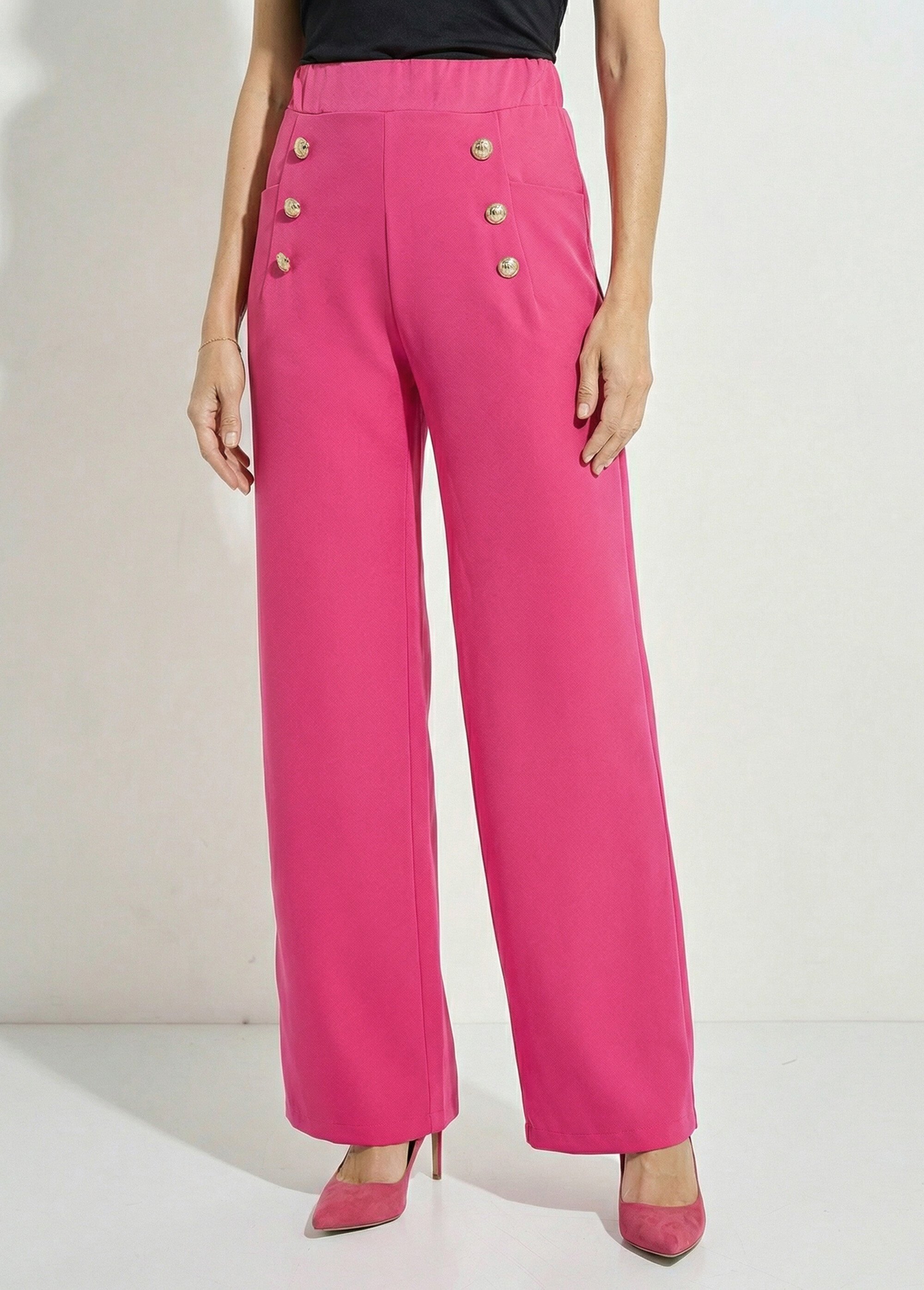 Pantalon effet pont ceinture élastiquée dos Femme Rose NAPLES FA1