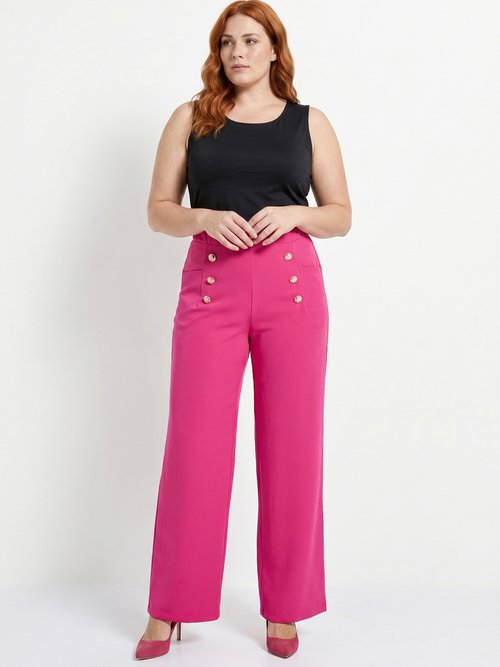 Pantalon effet pont ceinture élastiquée dos Femme Grande Taille Rose NAPLES SI1