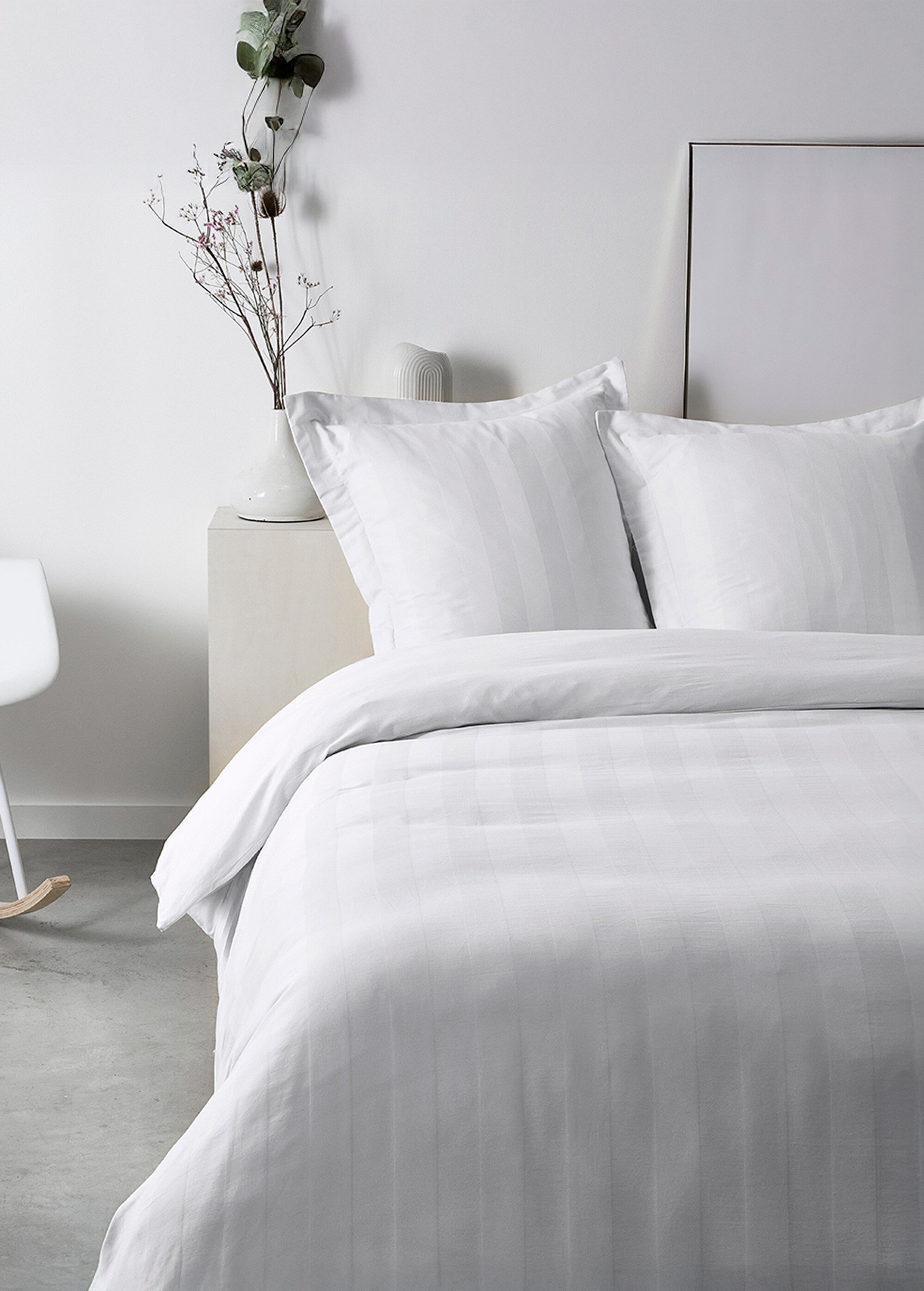 Parure satin de coton avec rayures Blanc ML-351951 FA1