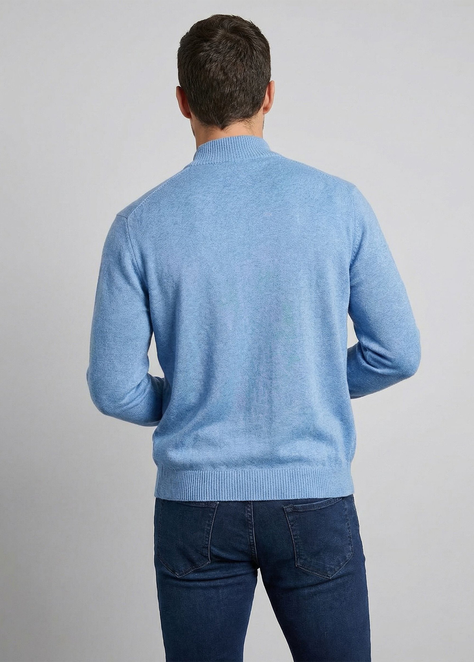 Pull col montant zippé maille caviar coton