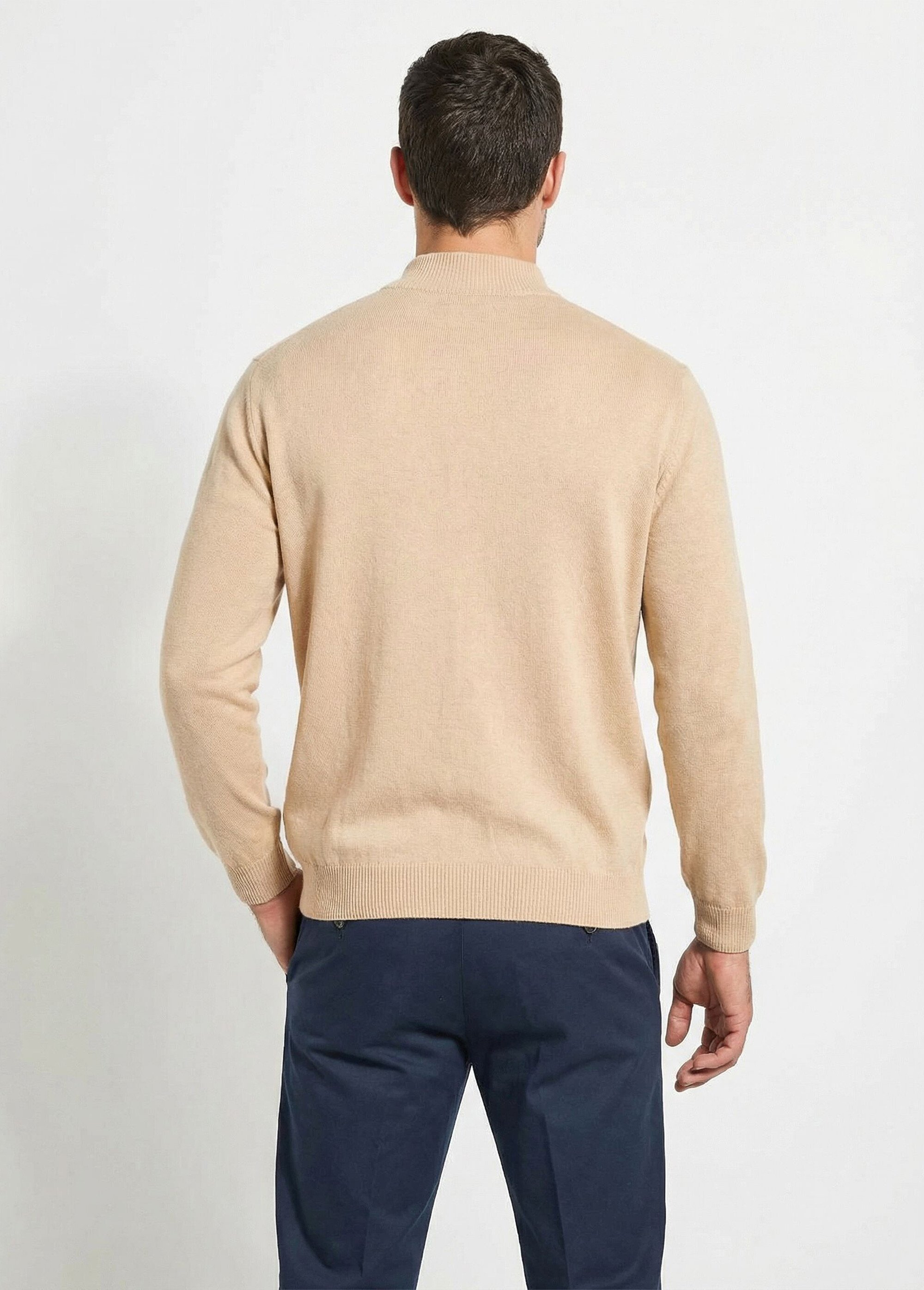 Pull col montant zippé maille caviar coton