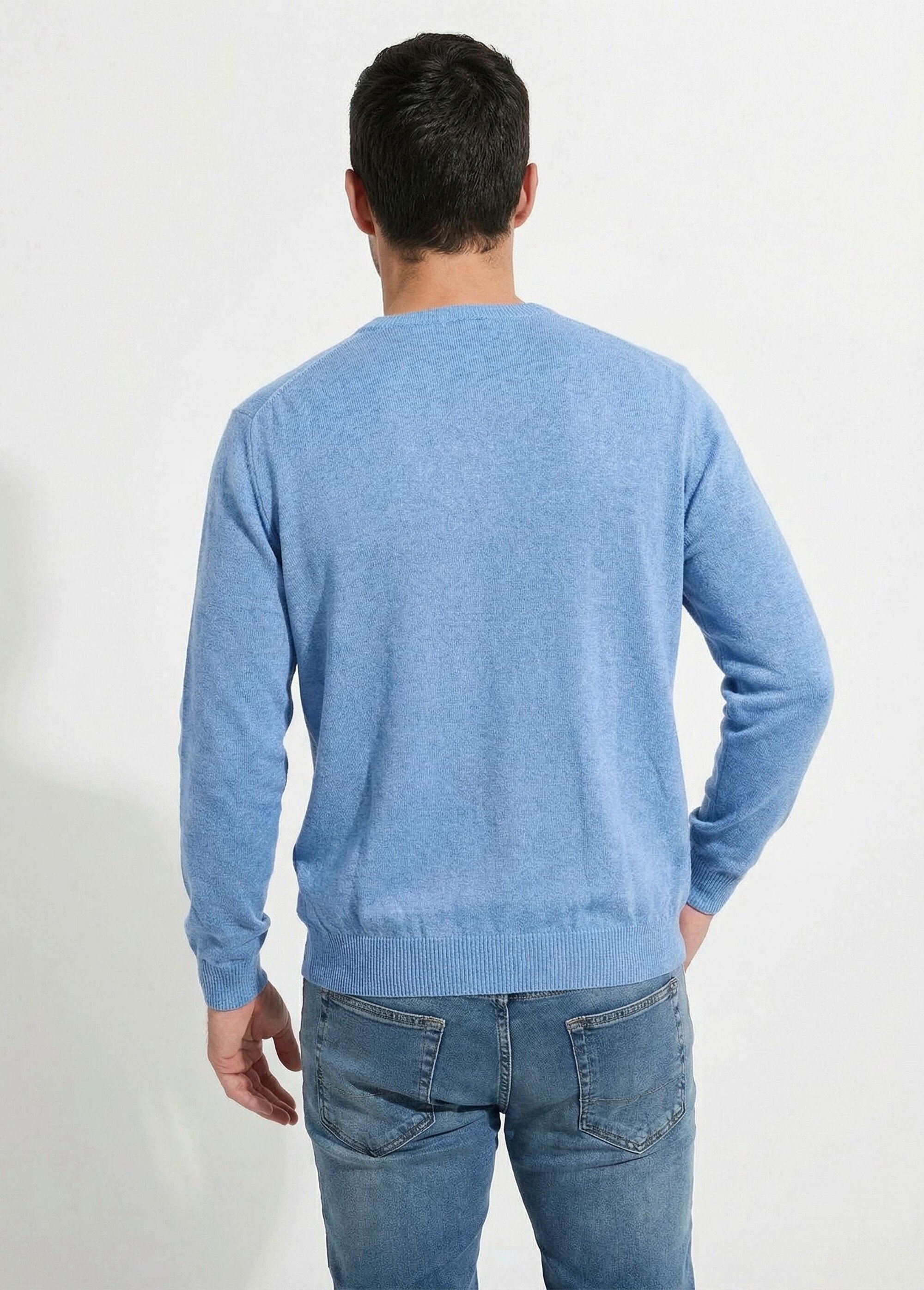 Pull col rond maille caviar coton