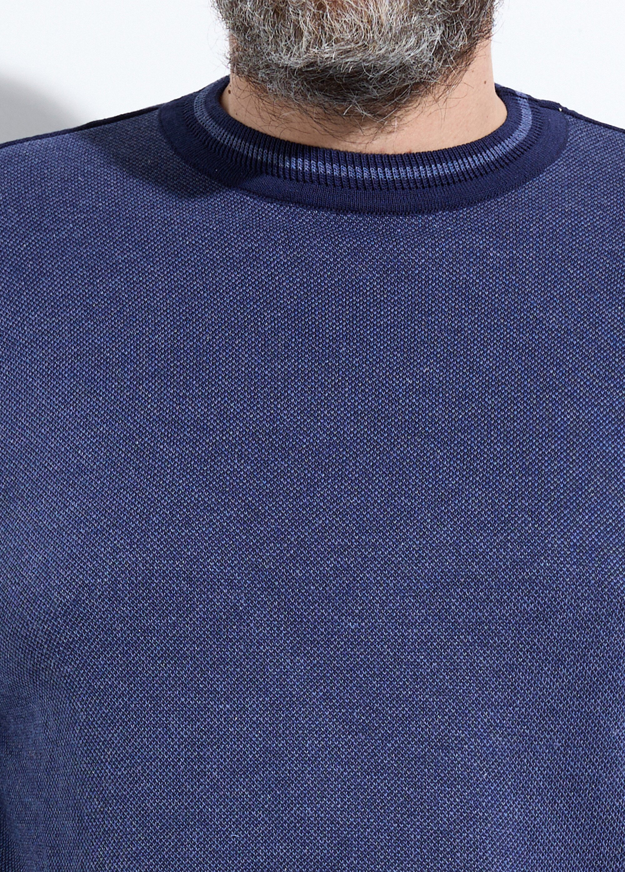 Pull col rond maille caviar coton Homme Bleu FESTIN DE1