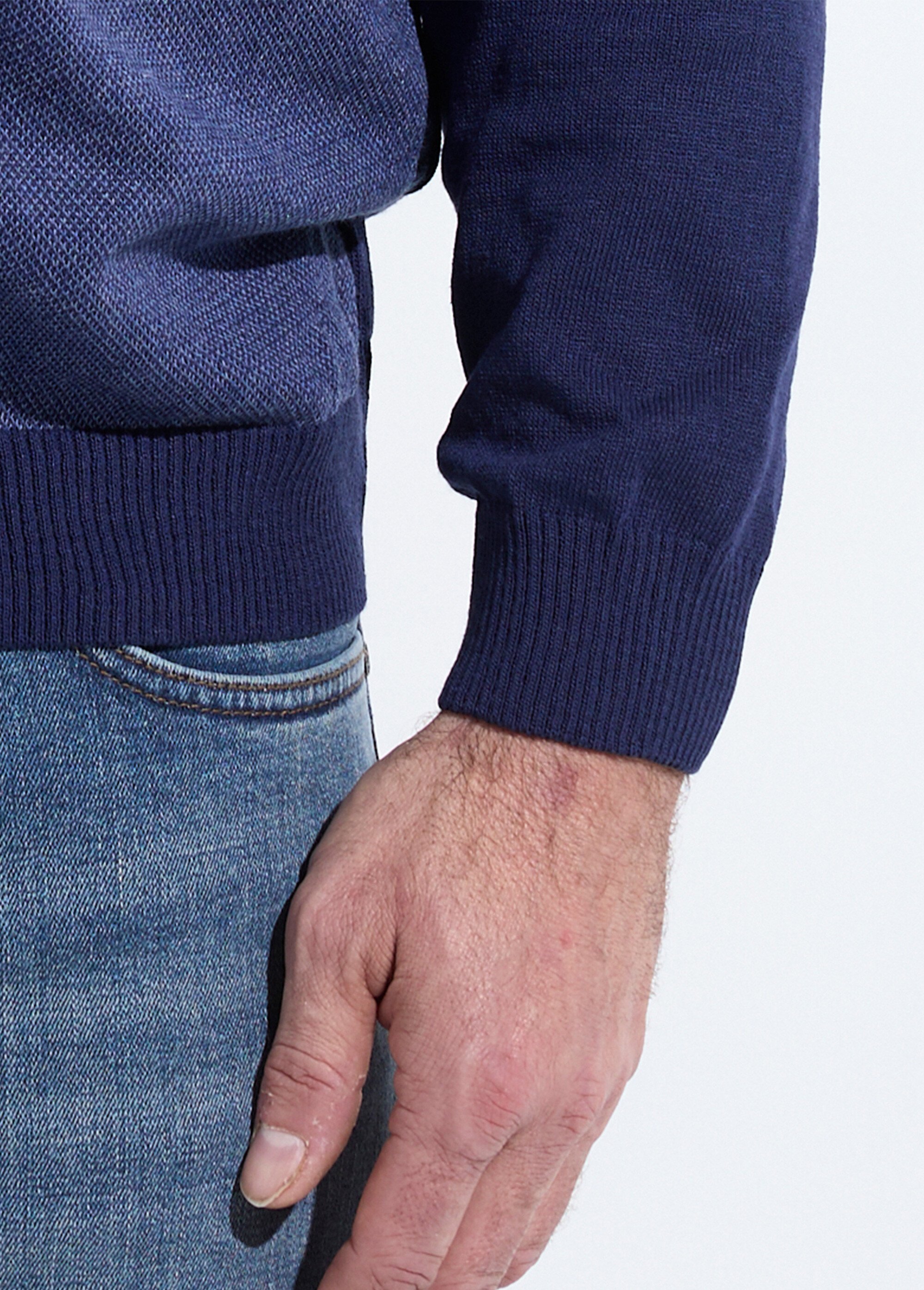 Pull col rond maille caviar coton Homme Bleu FESTIN DE2