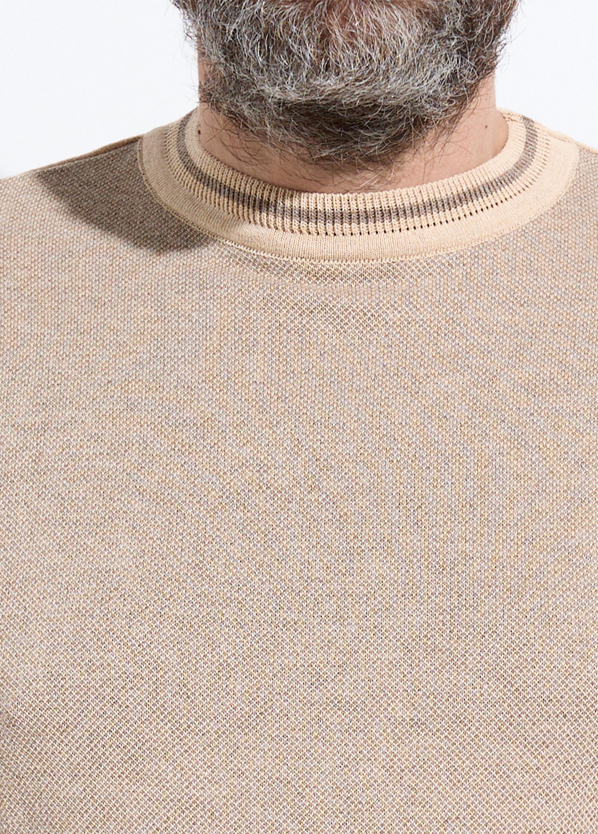 Pull col rond maille caviar coton