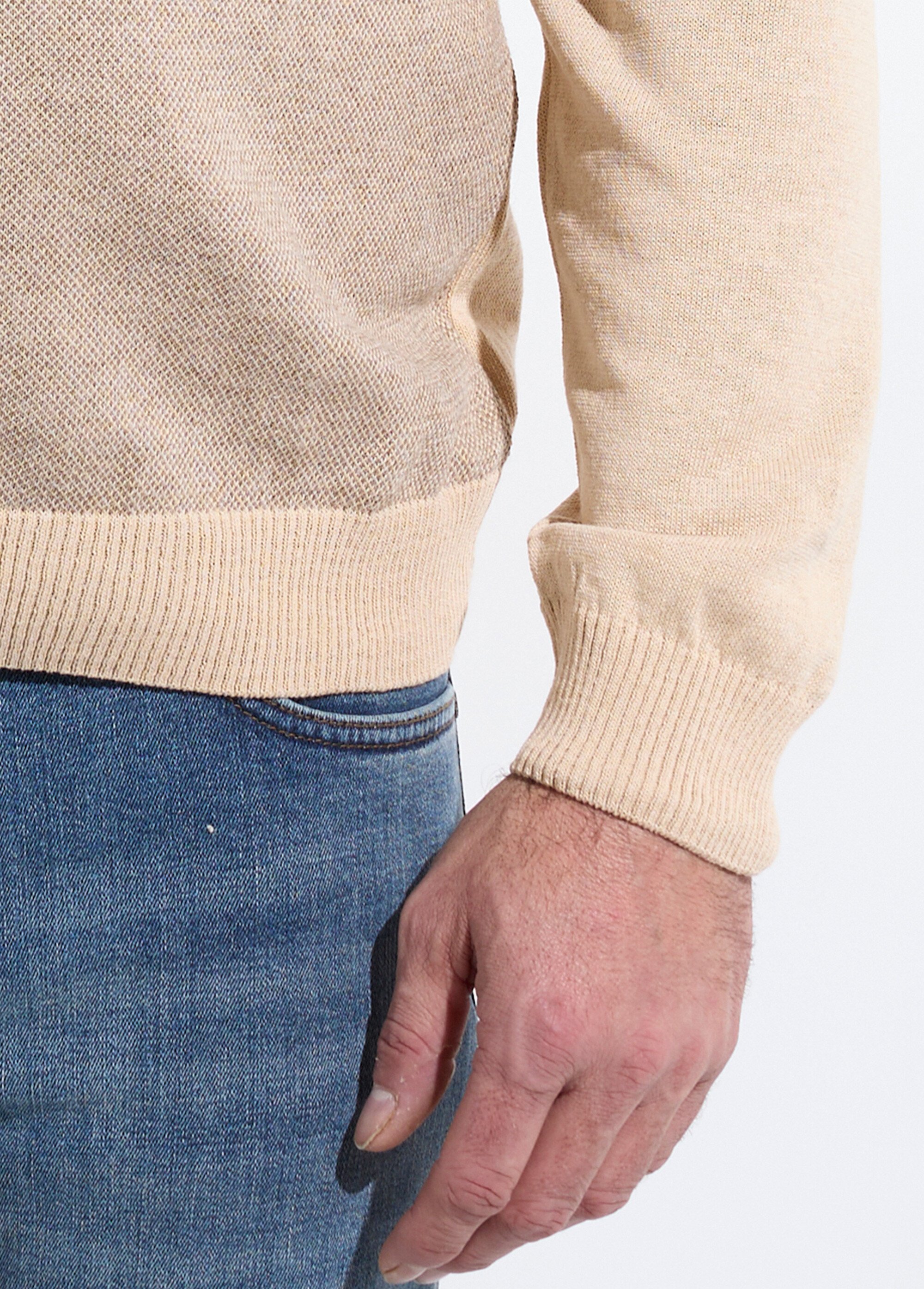 Pull col rond maille caviar coton Homme Beige FESTIN DE2