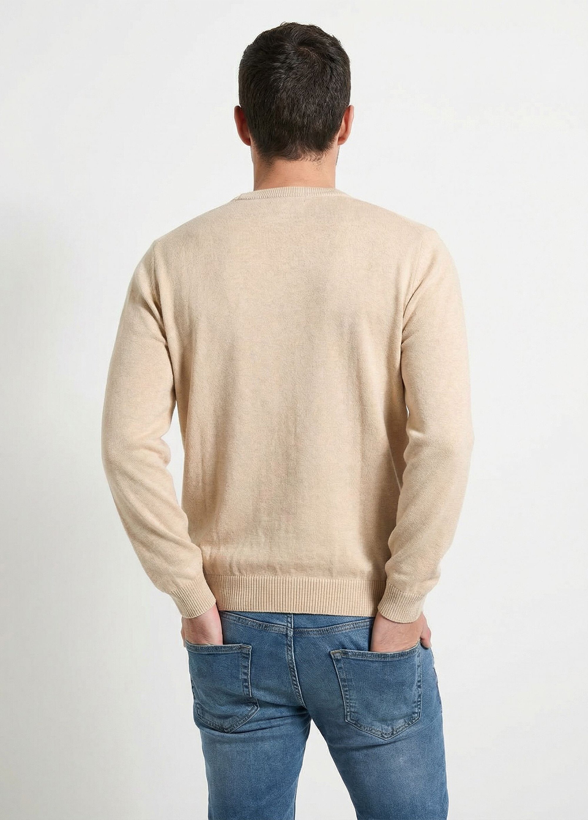 Pull col rond maille caviar coton