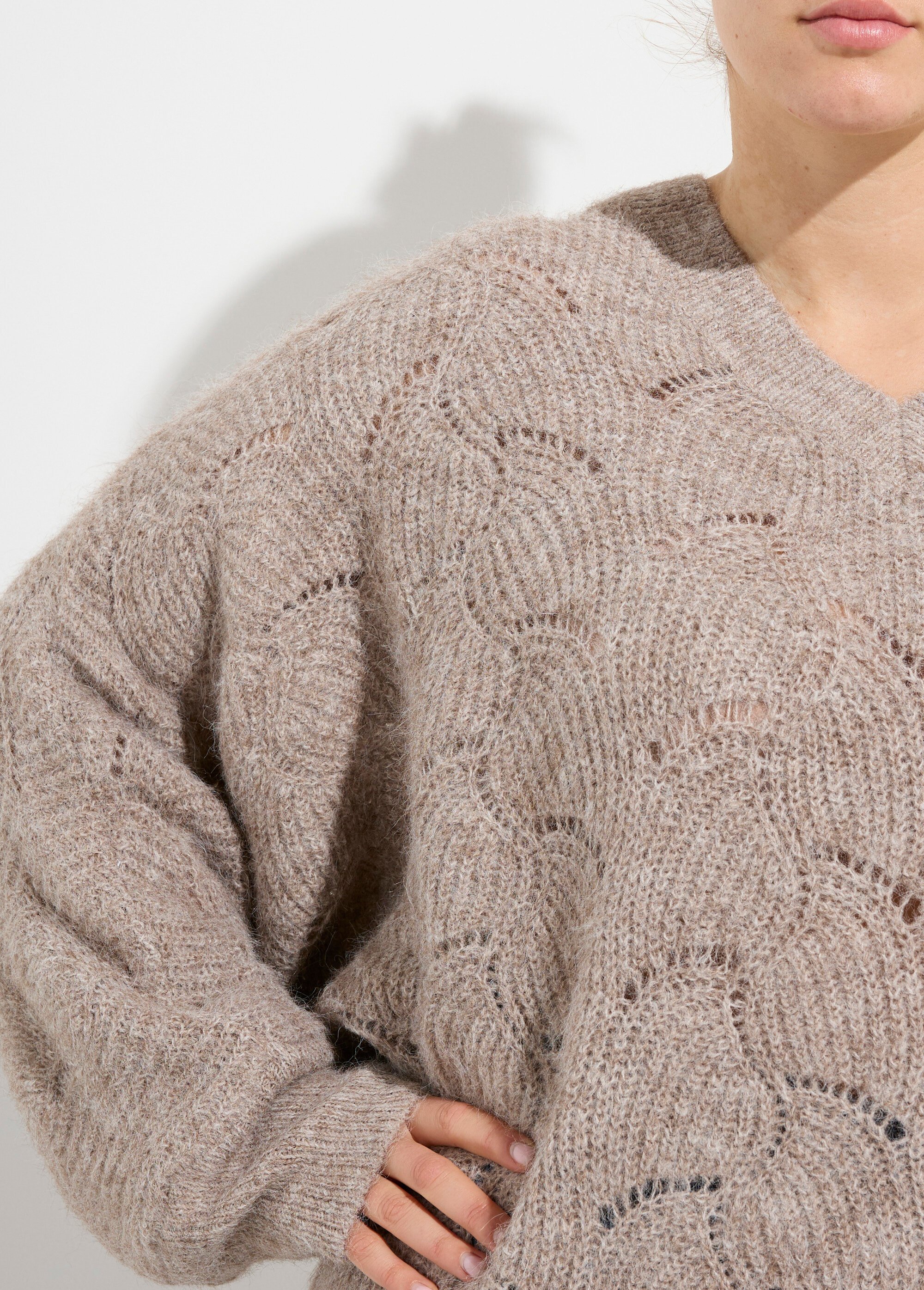 Pull oversize, maille écailles avec laine