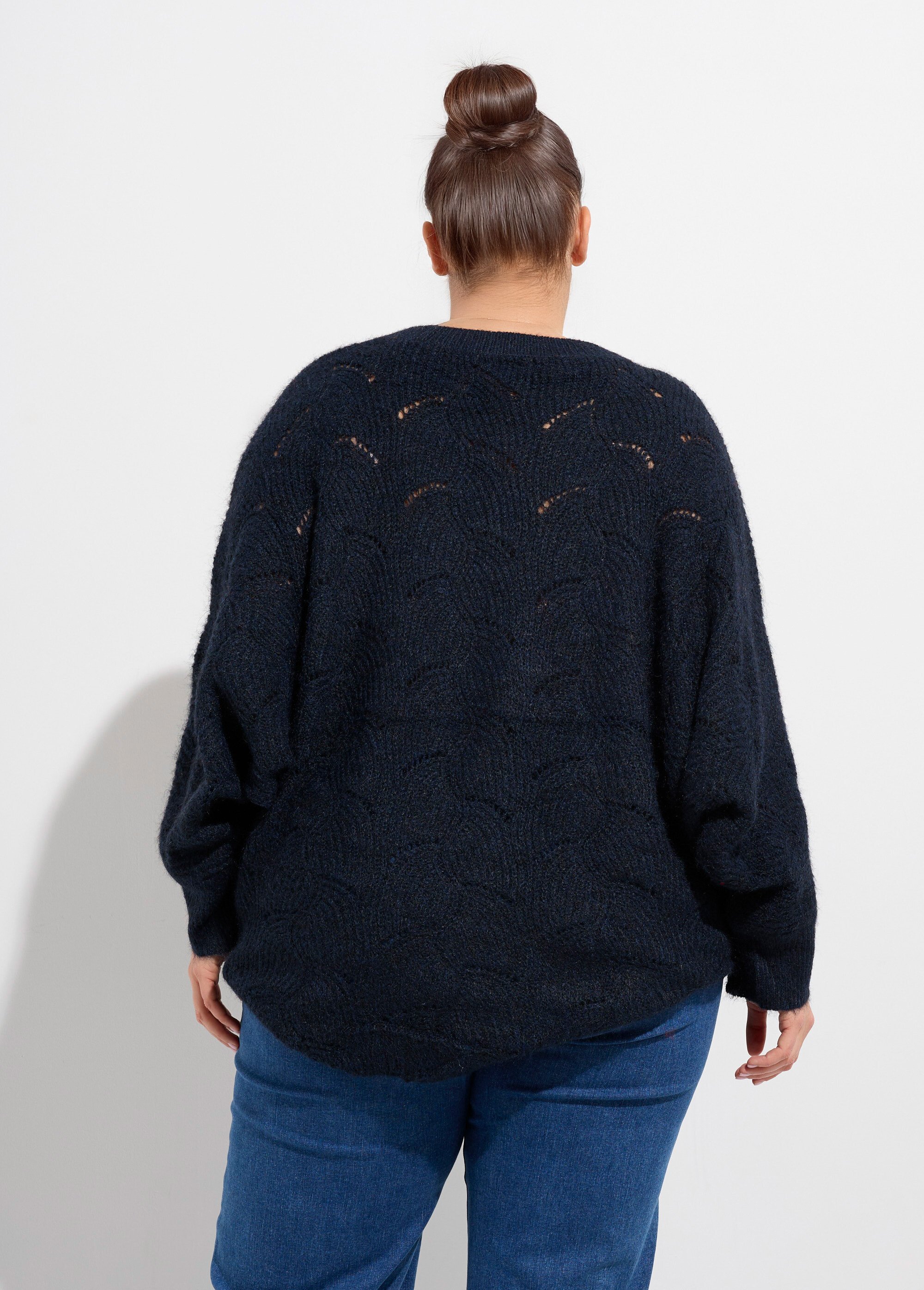 Pull oversize, maille écailles avec laine