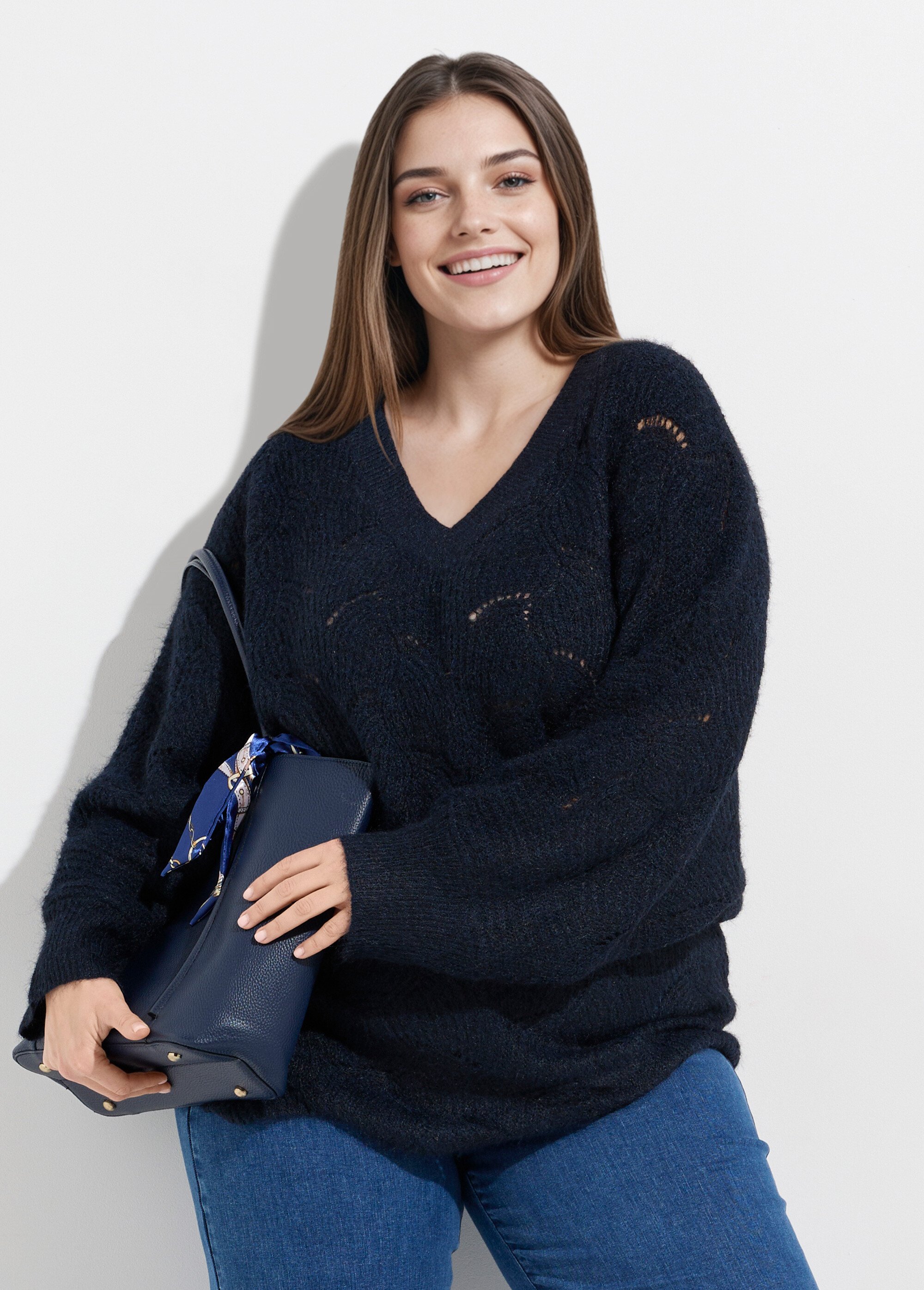 Pull oversize, maille écailles avec laine