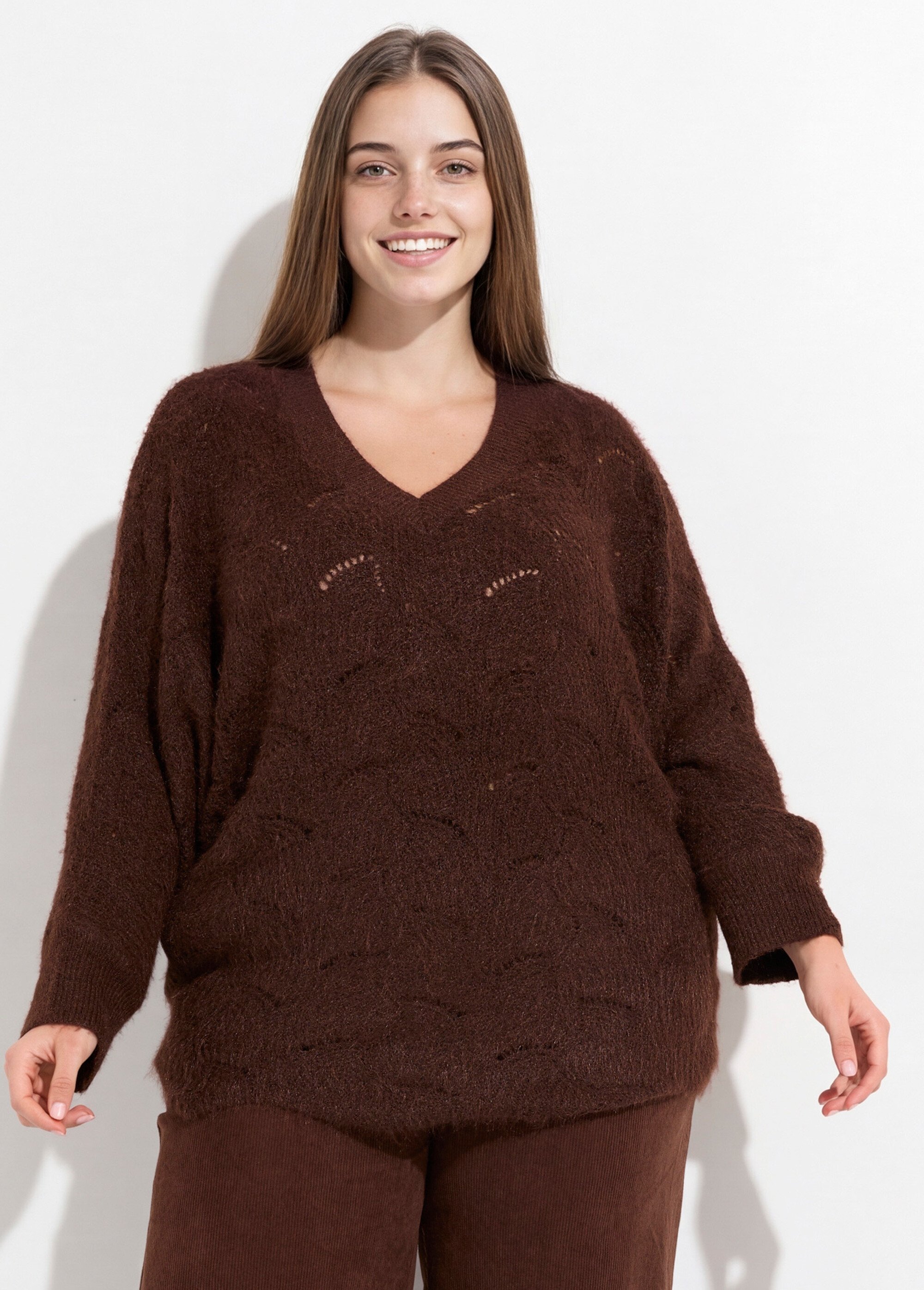 Pull oversize, maille écailles avec laine