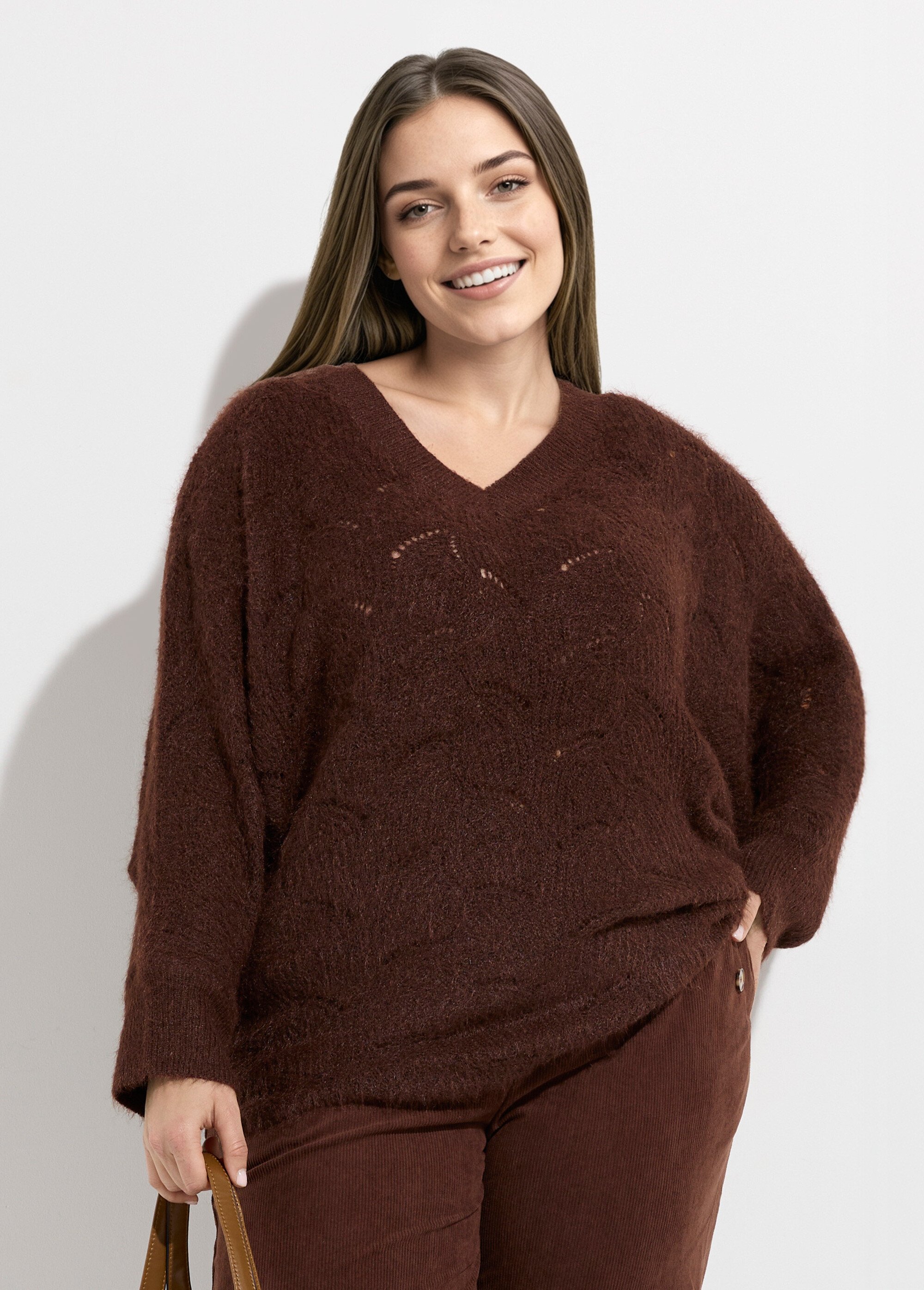Pull oversize, maille écailles avec laine