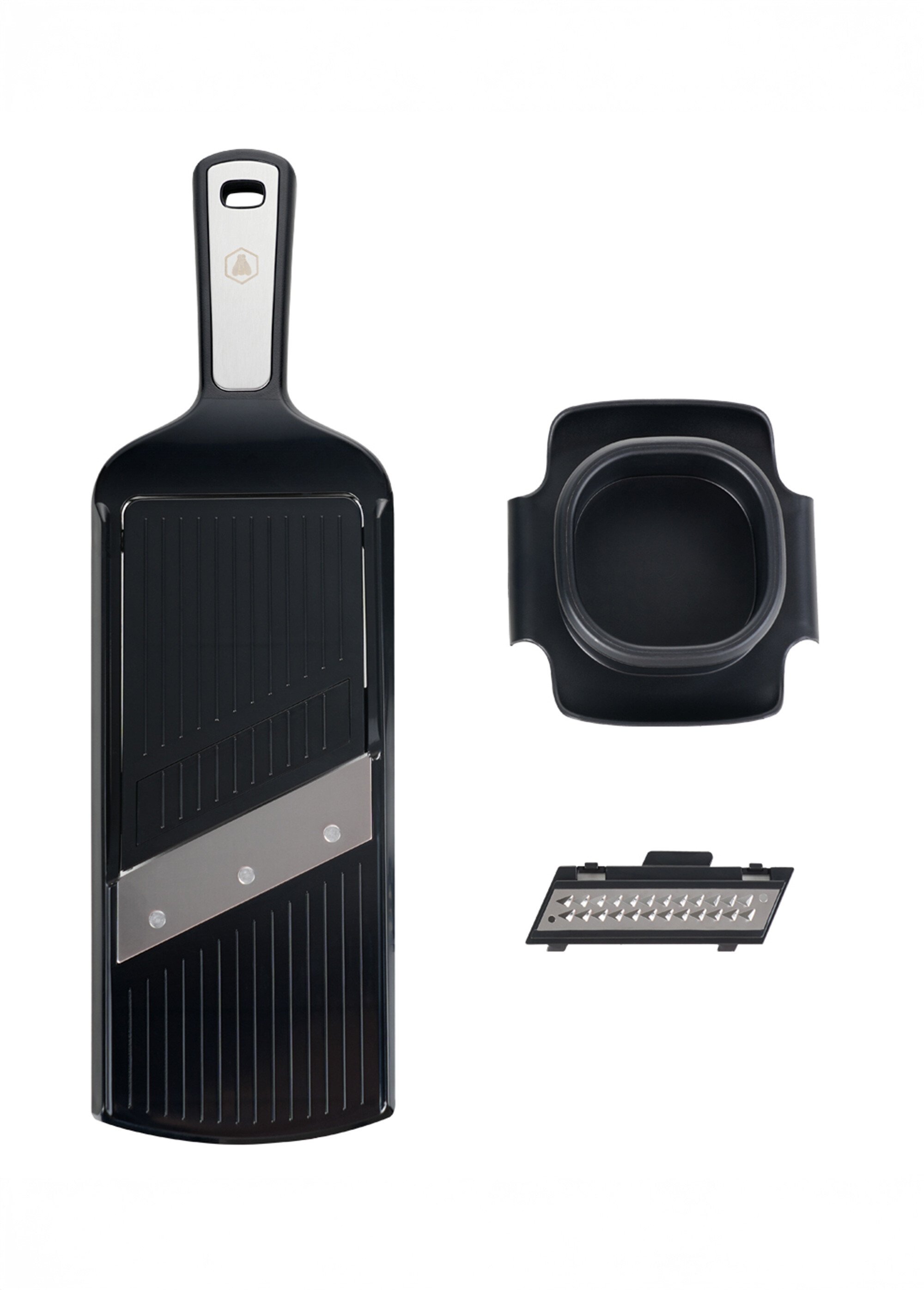 Râpe de cuisine 2 lames inox + poussoir Noir 9260010 FA1