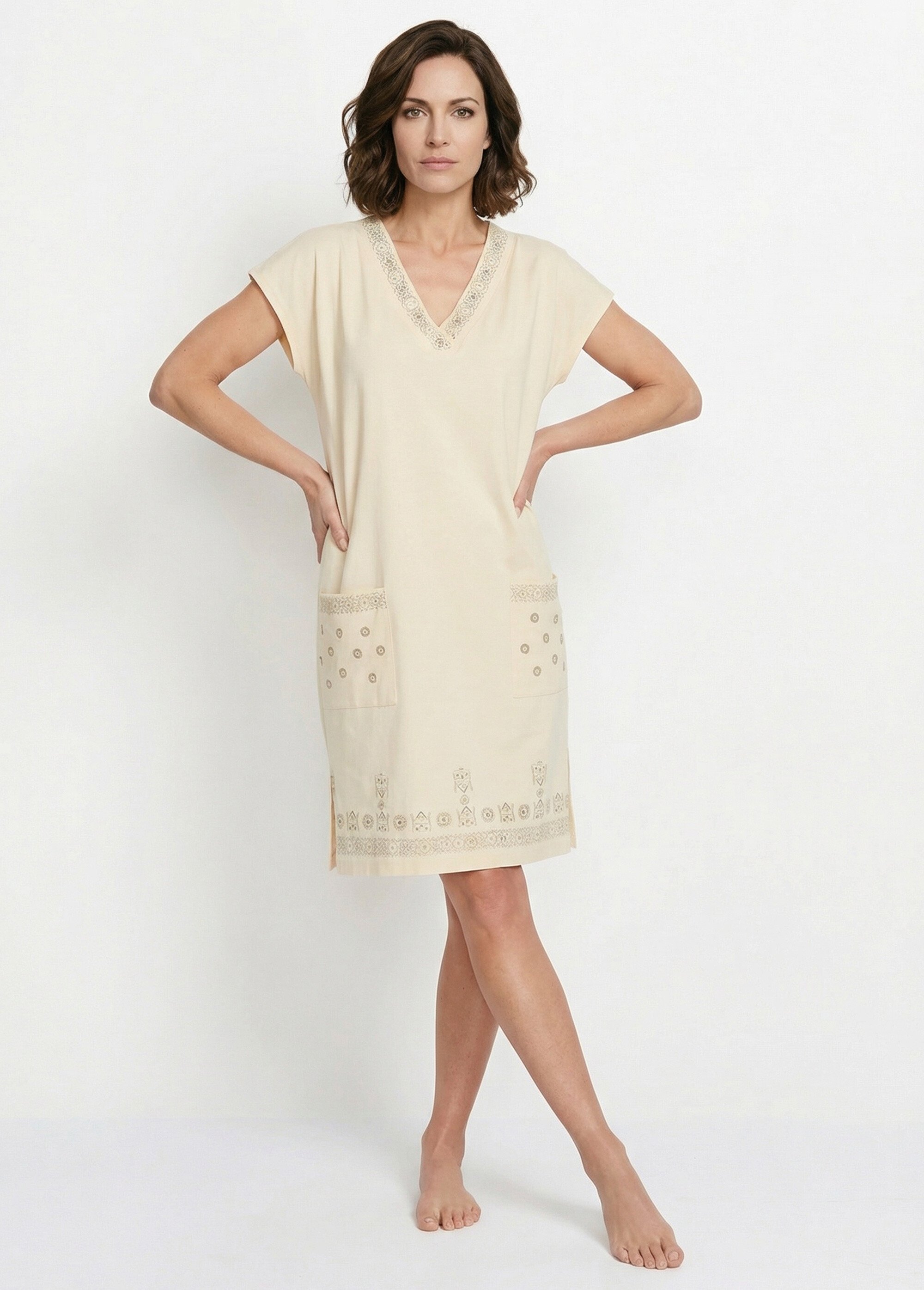 Robe de plage ample courte Femme Beige EDEN MV1