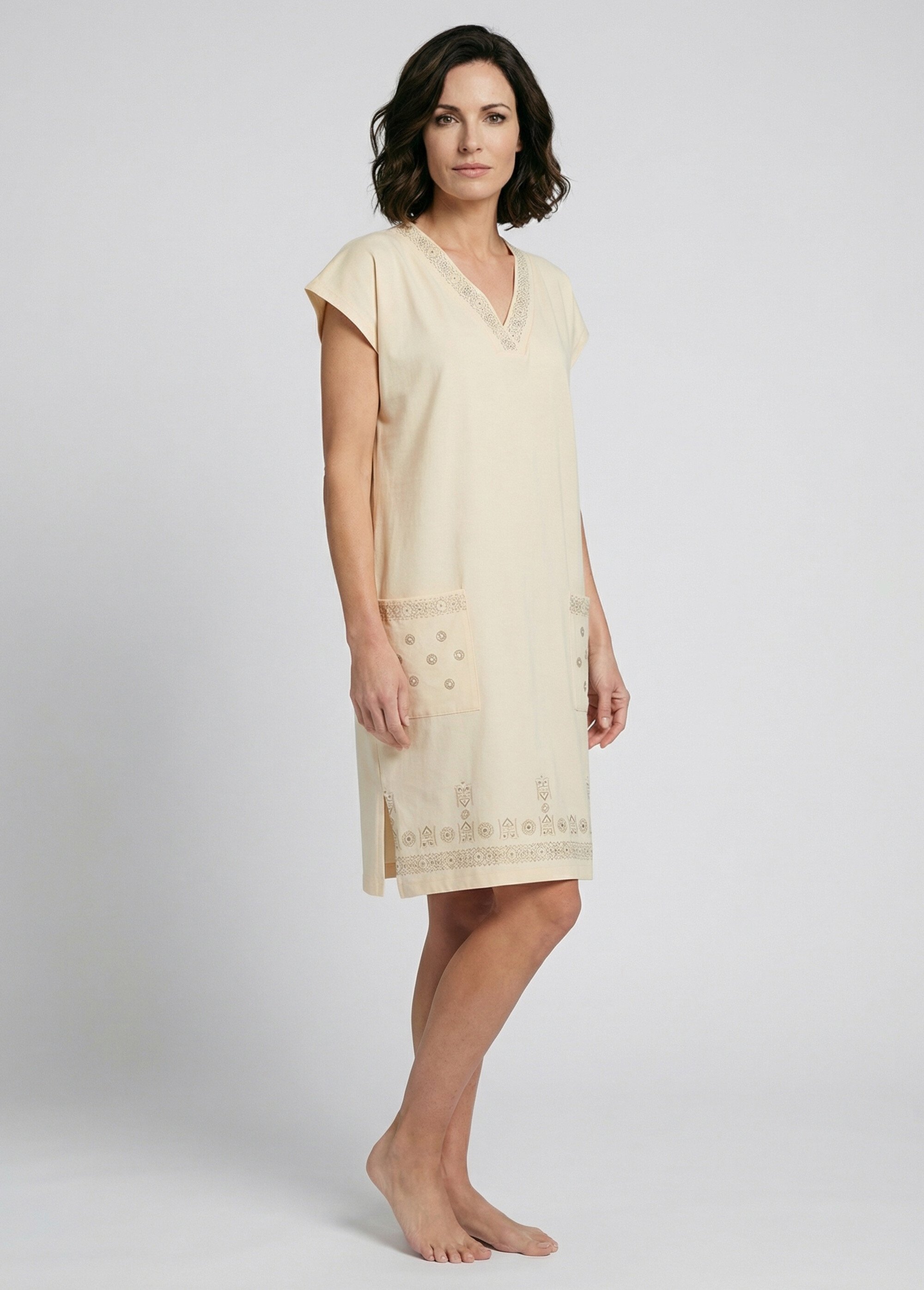 Robe de plage ample courte Femme Beige EDEN SI1