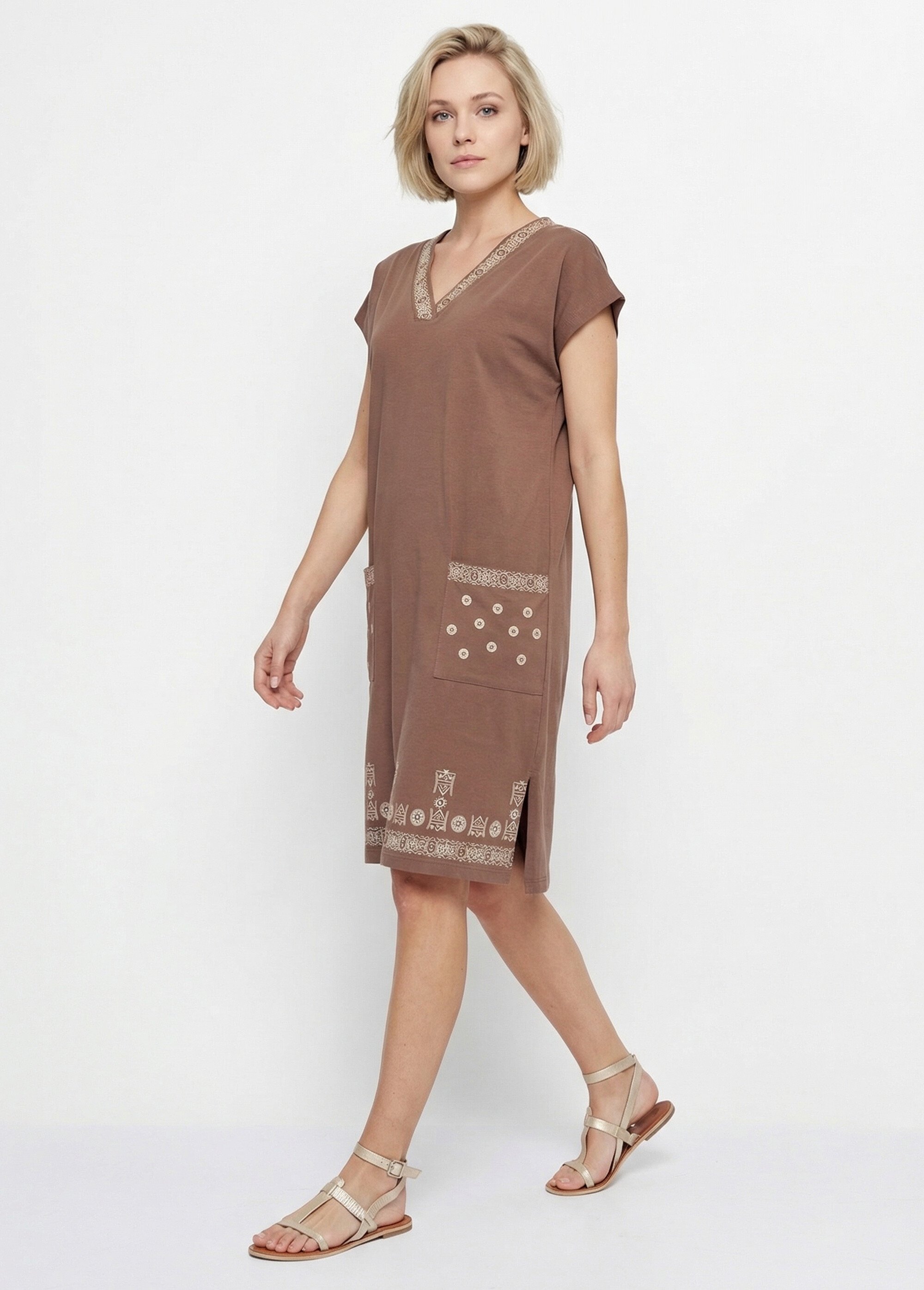 Robe de plage ample courte Femme Marron EDEN SI1