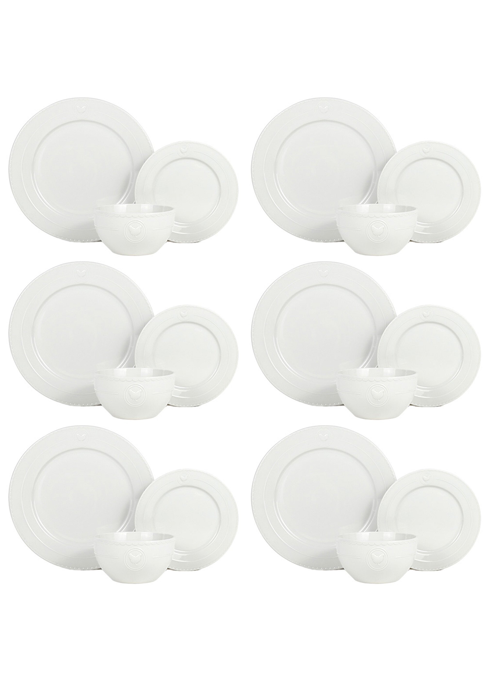 Service de table porcelaine 18 pièces uni