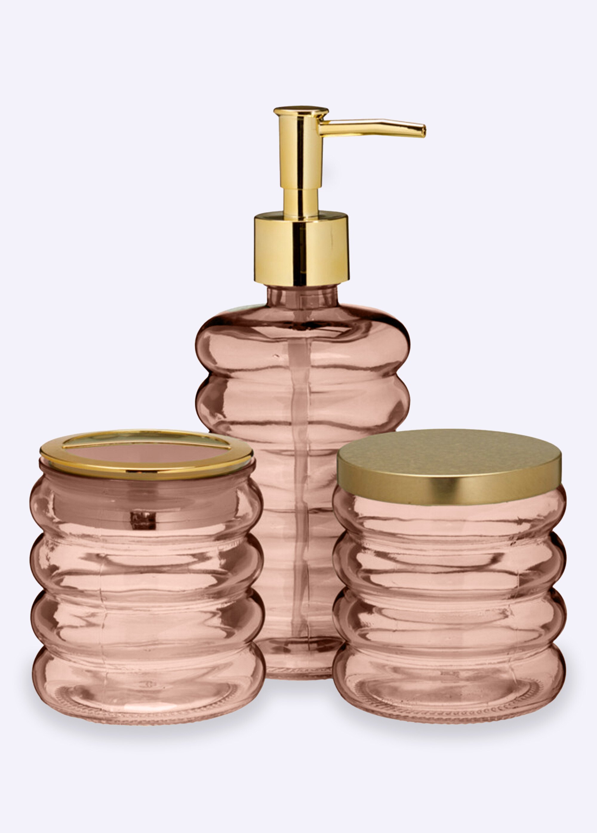 Set de salle de bain 4 pièces en verre Rose KP-CD8298450 FA1