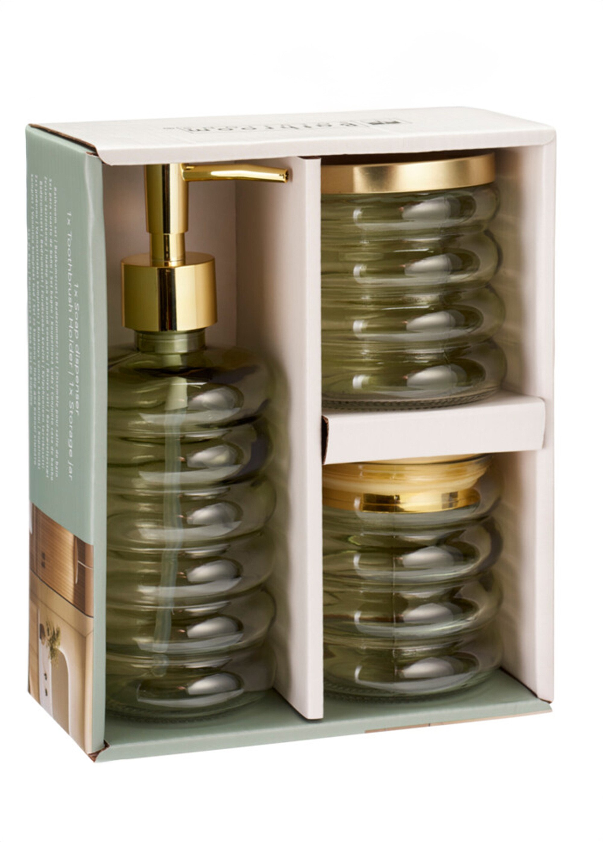 Set de salle de bain 4 pièces en verre Vert KP-CD8298450 DE1