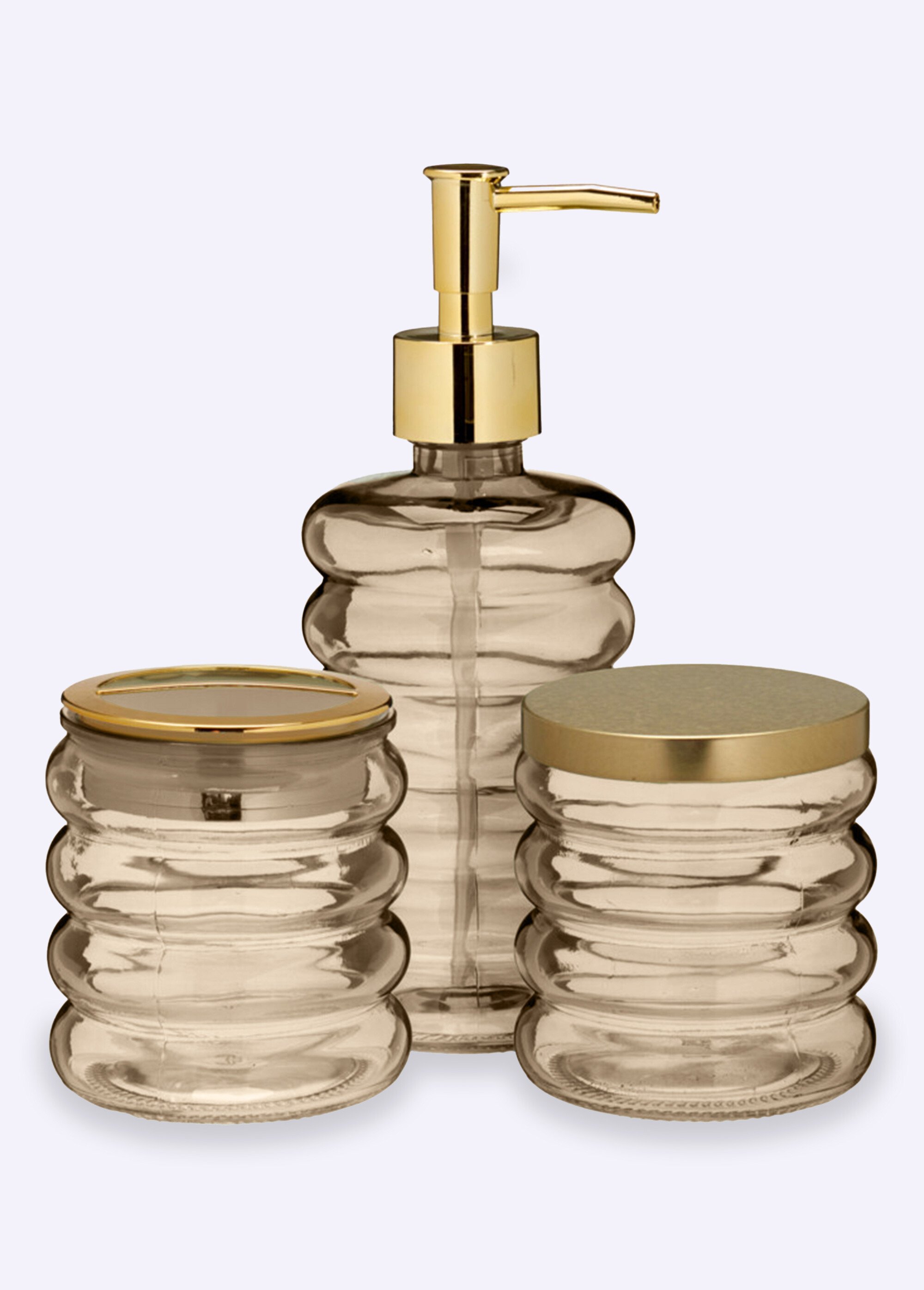 Set de salle de bain 4 pièces en verre Beige KP-CD8298450 FA1