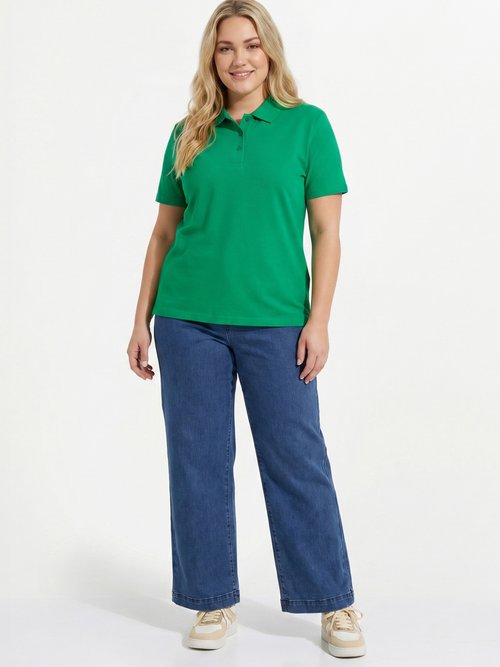 T-shirt maille piquée coton col polo Femme Grande Taille Vert MACAO SI1