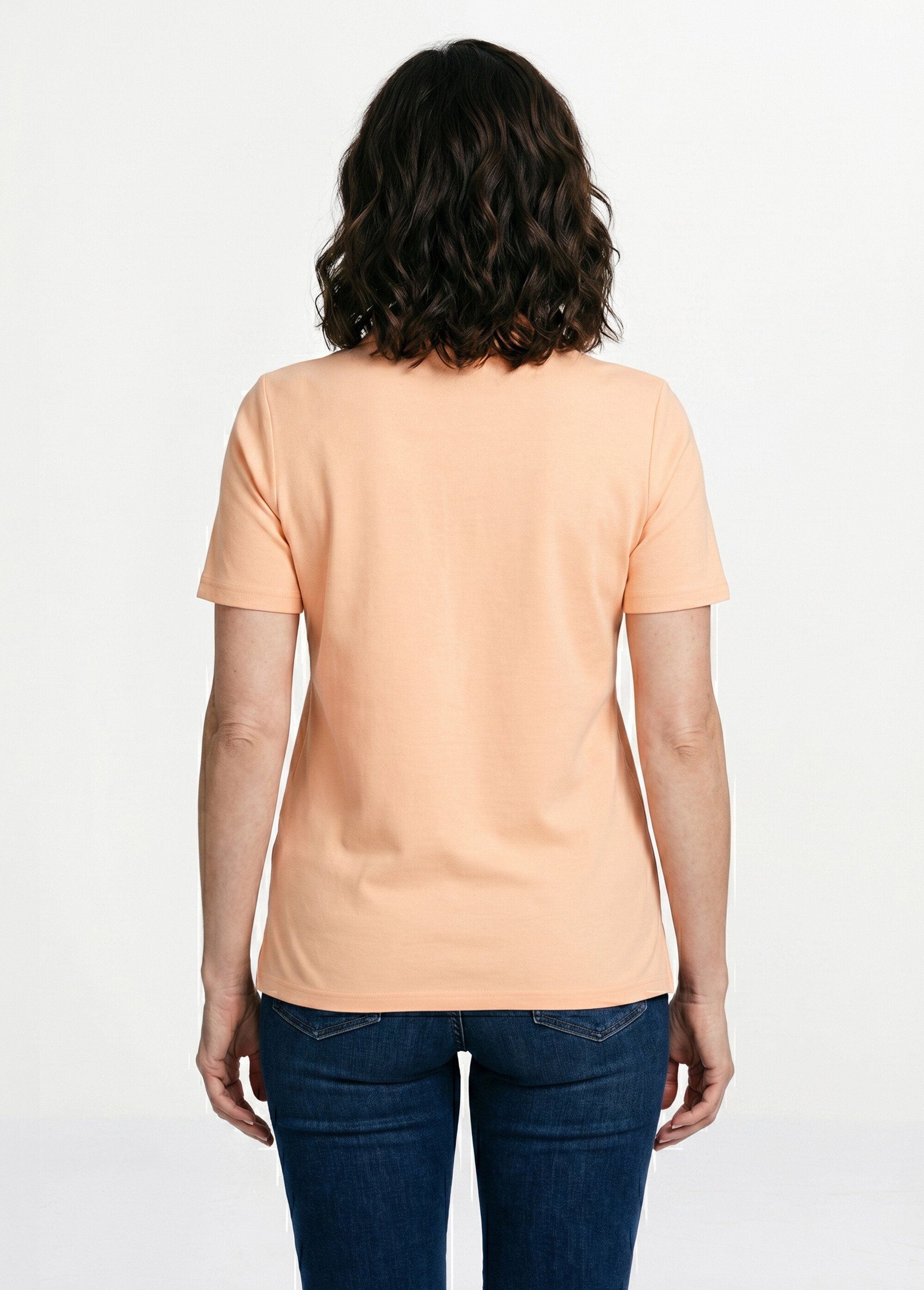 T-shirt maille piquée coton col polo Femme Orange MACAO DO1