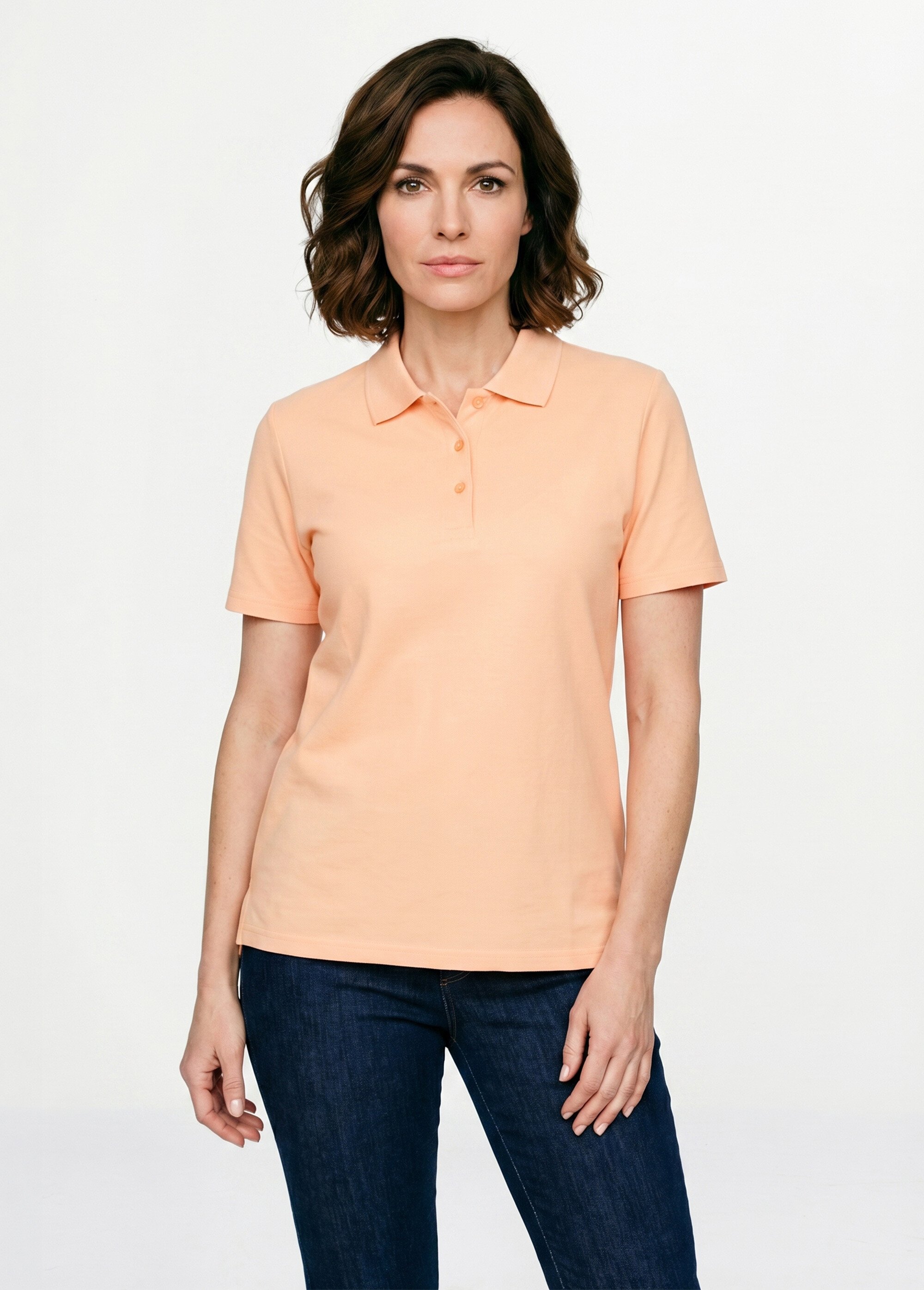 T-shirt maille piquée coton col polo Femme Orange MACAO FA1