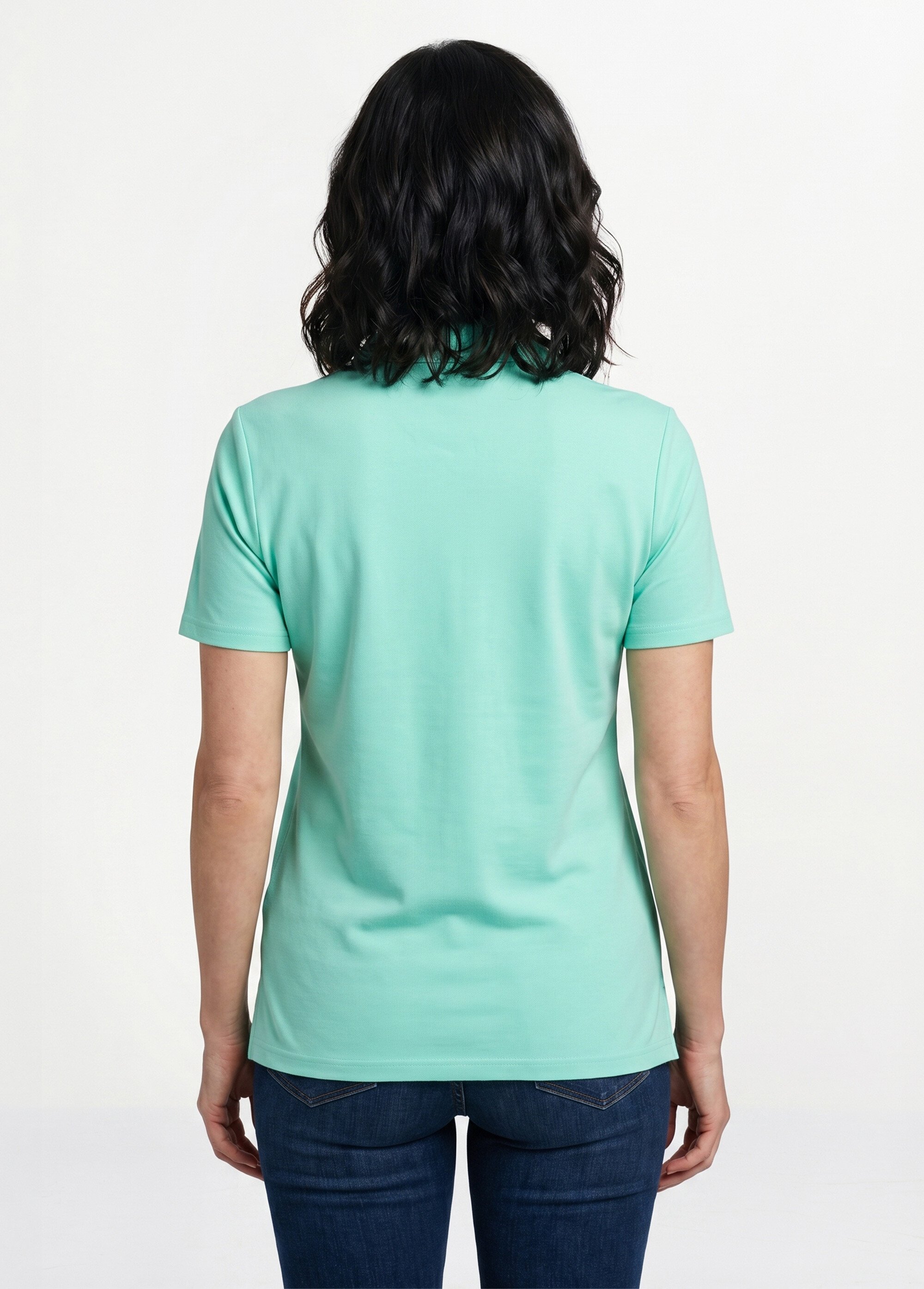 T-shirt maille piquée coton col polo Femme Vert MACAO DO1