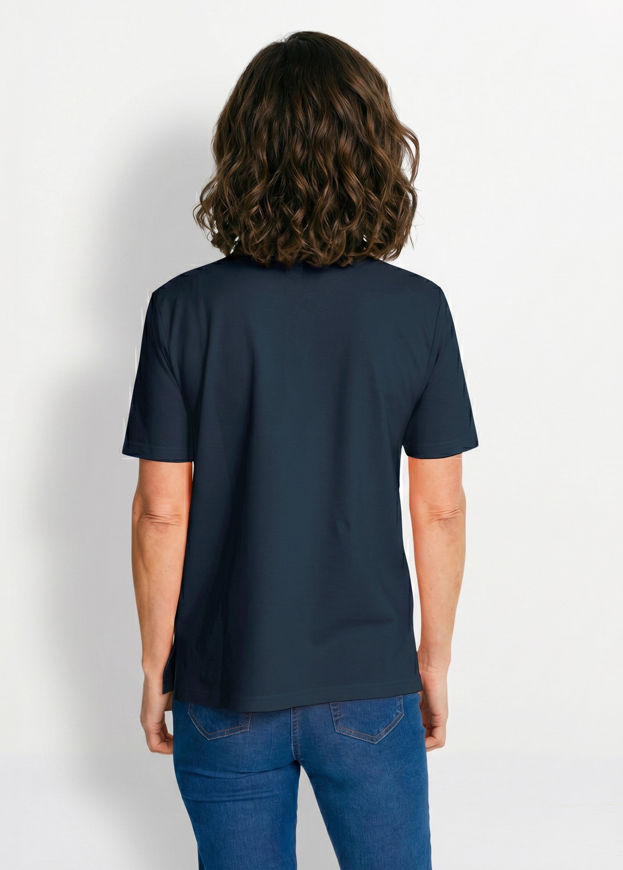 T-shirt maille piquée coton col polo Femme Bleu MACAO DO1