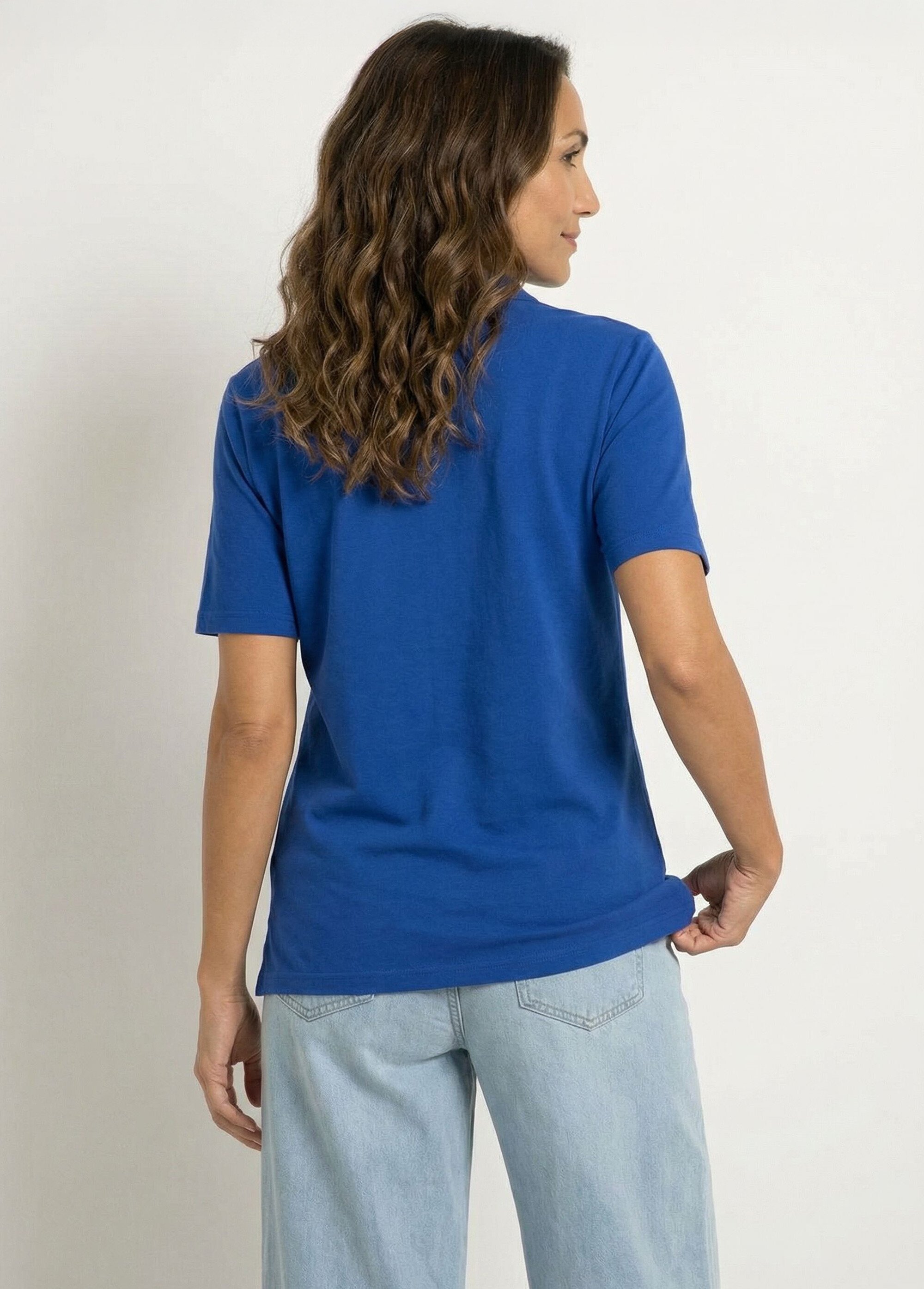 T-shirt maille piquée coton col polo Femme Bleu MACAO DO1