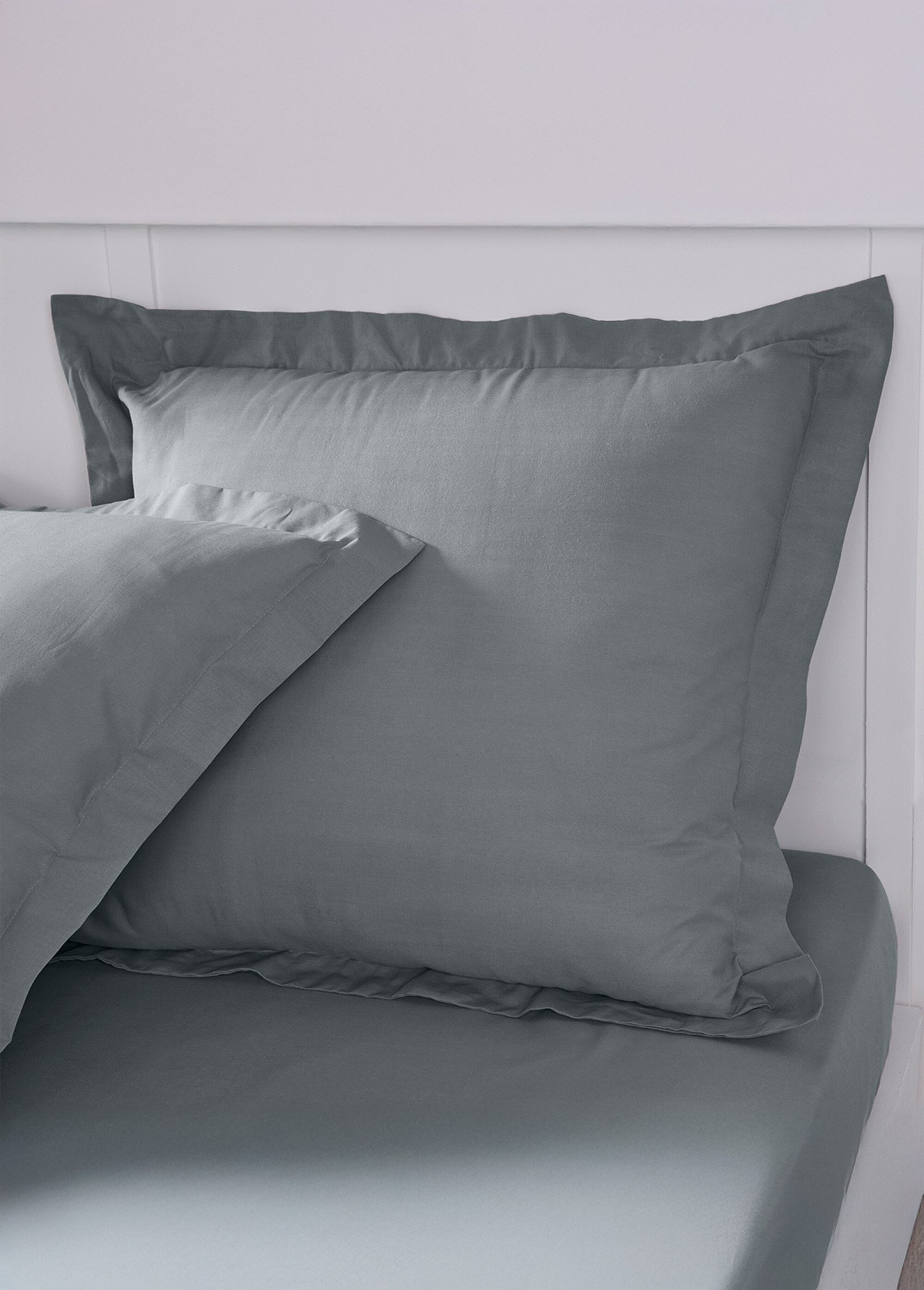 Taie d'oreiller coton unie Gris REMI-TAIE DE1