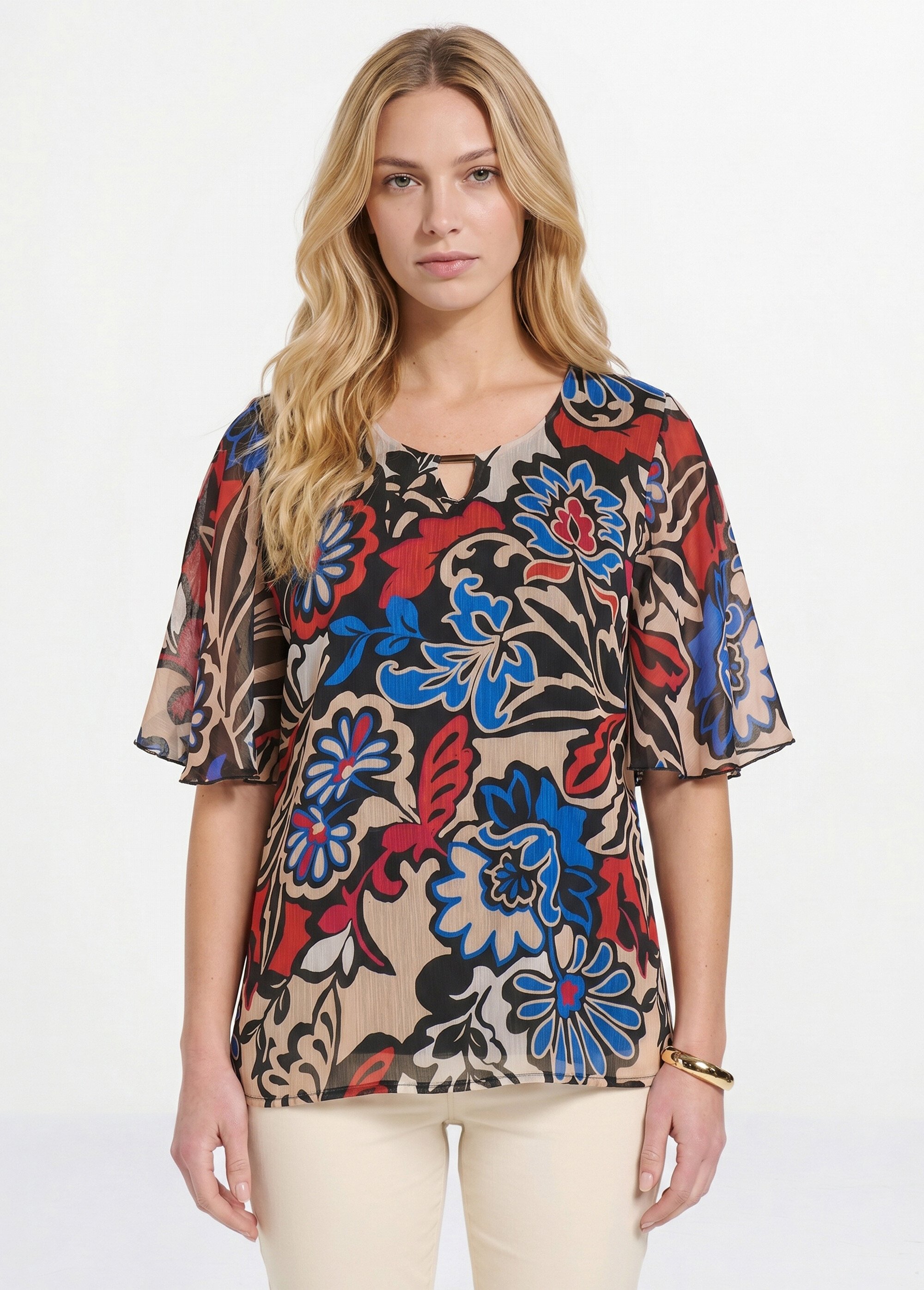 Tunique ample longue voile imprimé Femme Noir CHADE FA1