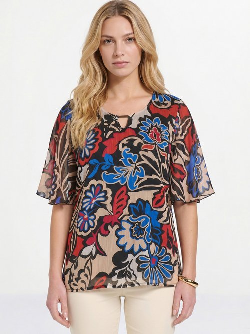 Tunique ample longue voile imprimé Femme Noir CHADE FA1
