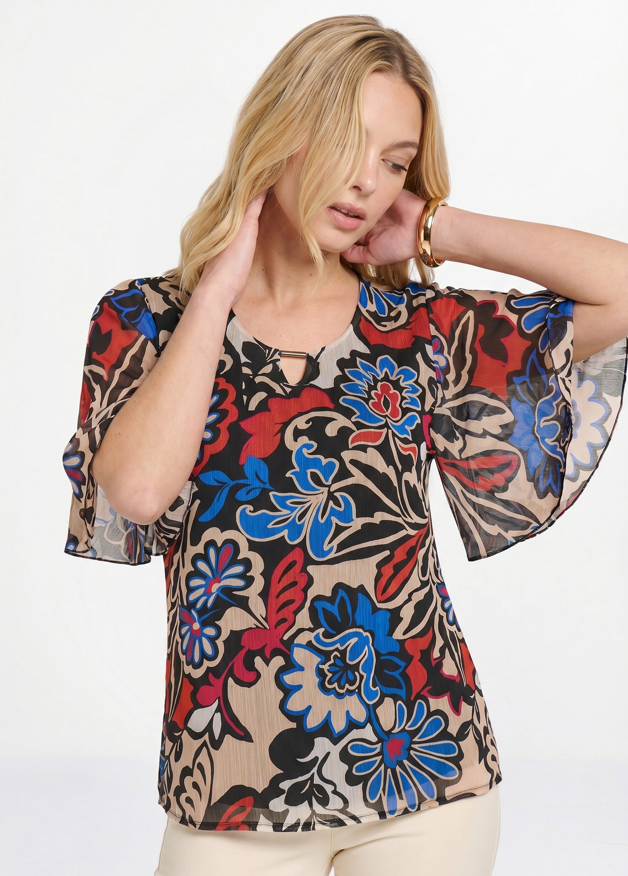 Tunique ample longue voile imprimé Femme Noir CHADE MV1