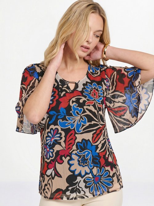 Tunique ample longue voile imprimé Femme Noir CHADE MV1