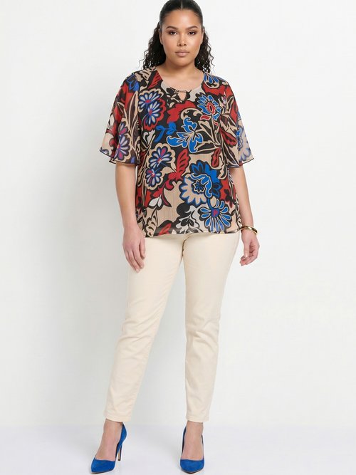 Tunique ample longue voile imprimé Femme Grande Taille Noir CHADE SI1