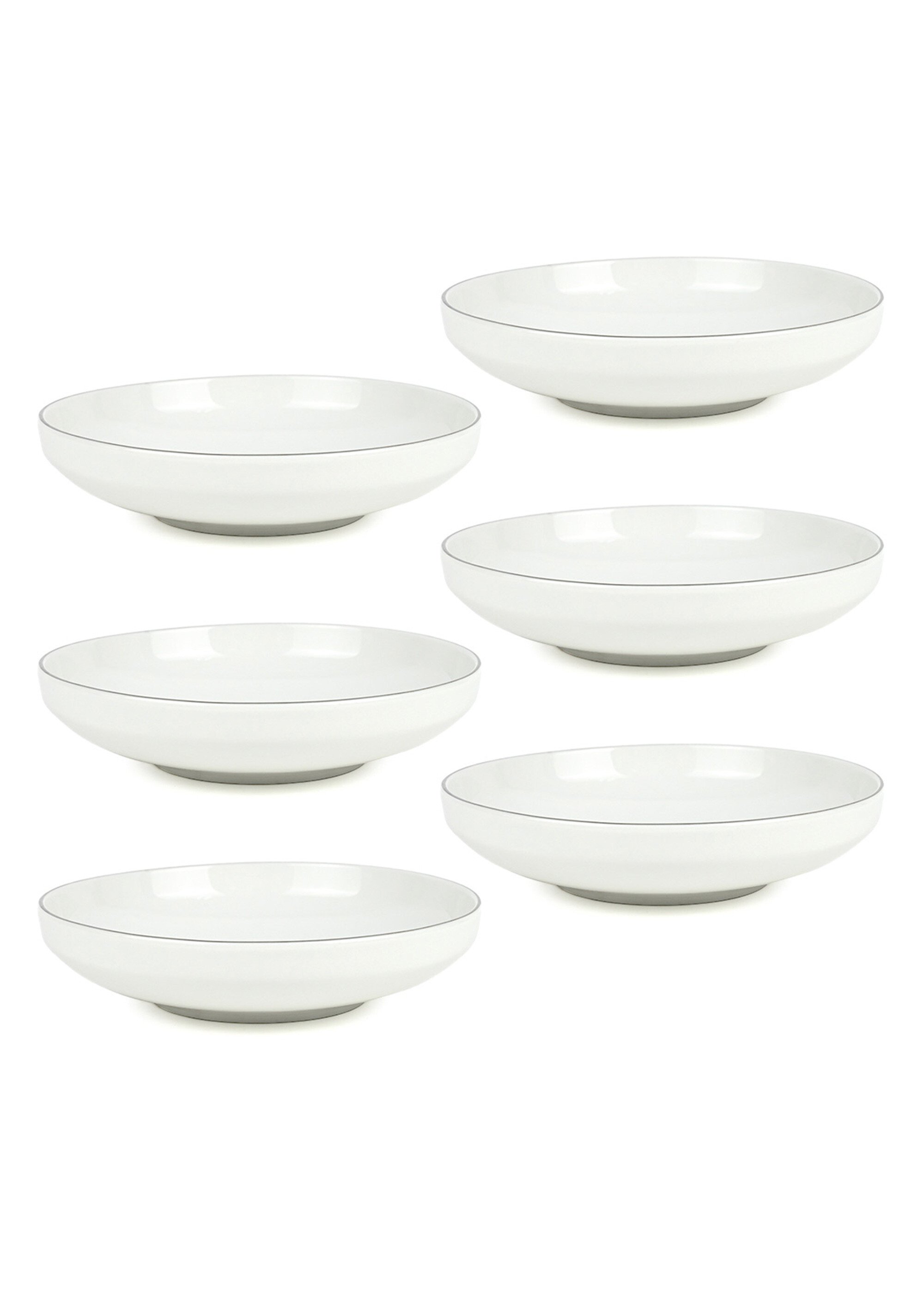 6 assiettes creuses Sélène, argenté