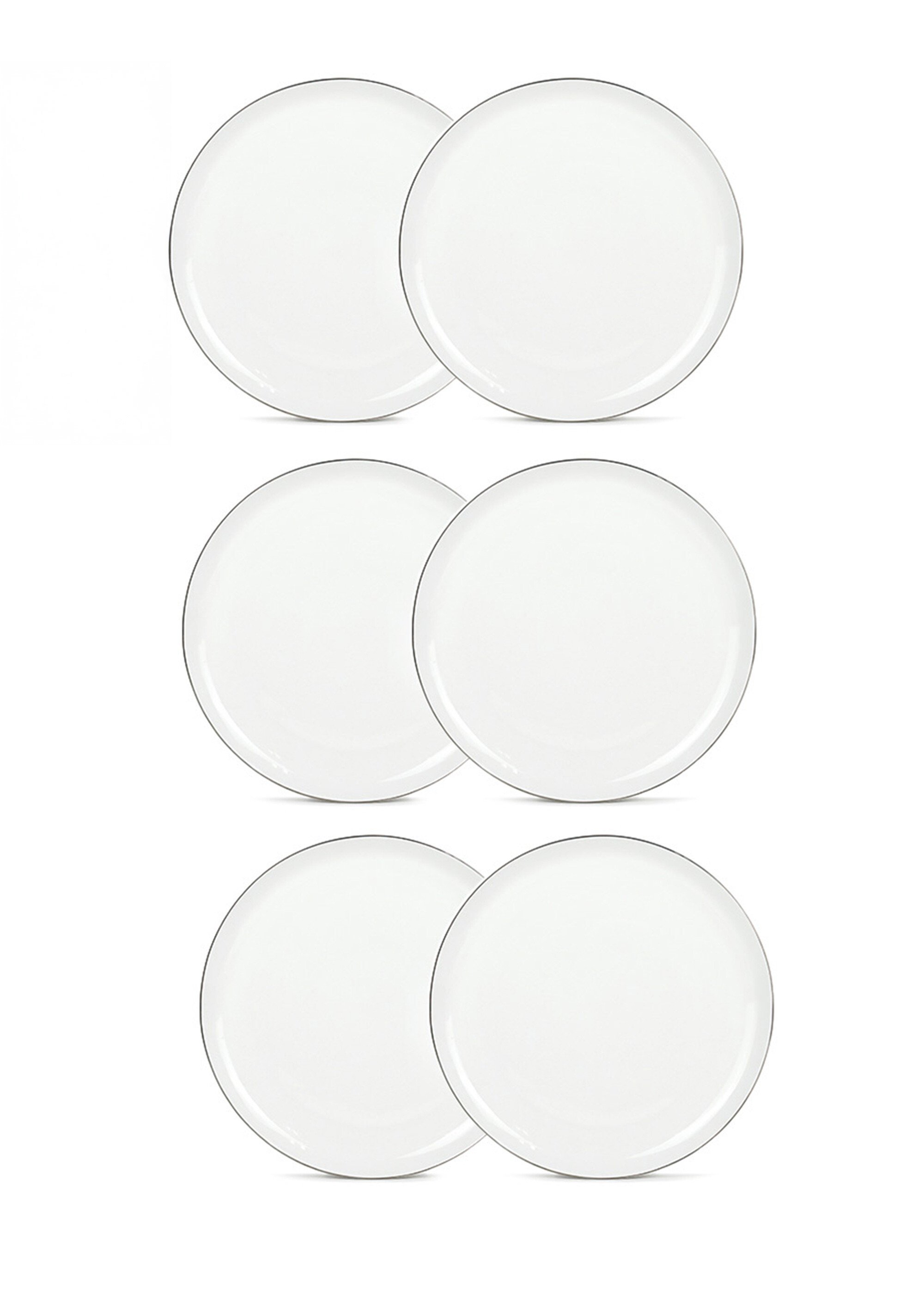 6 assiettes plates Sélène, argenté