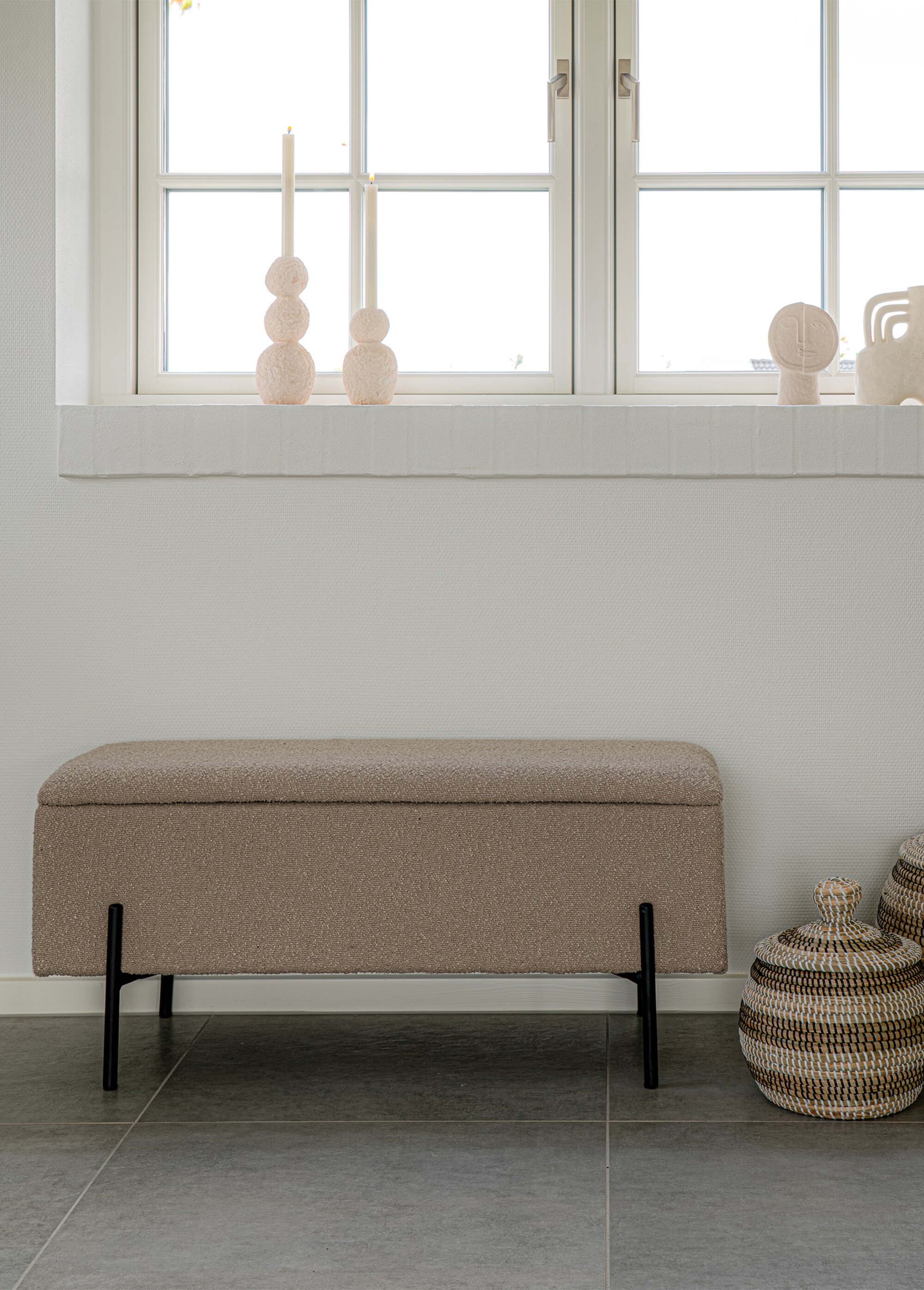 Banc bouclette coffre de rangement 1B BEIGE HN-1409075 SI1