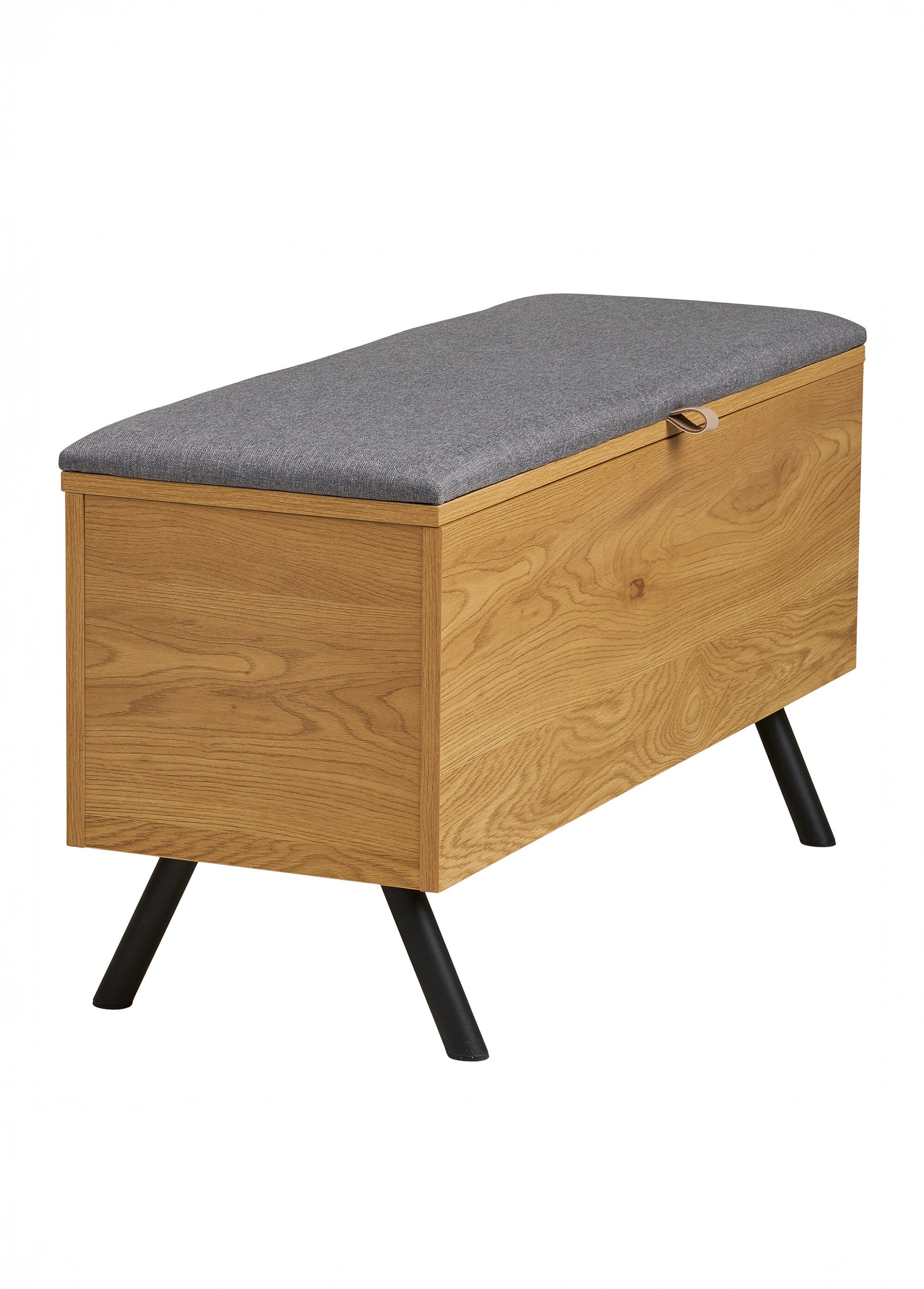 Banc-coffre de rangement aspect chêne BEIGE HN-1401120 FA1