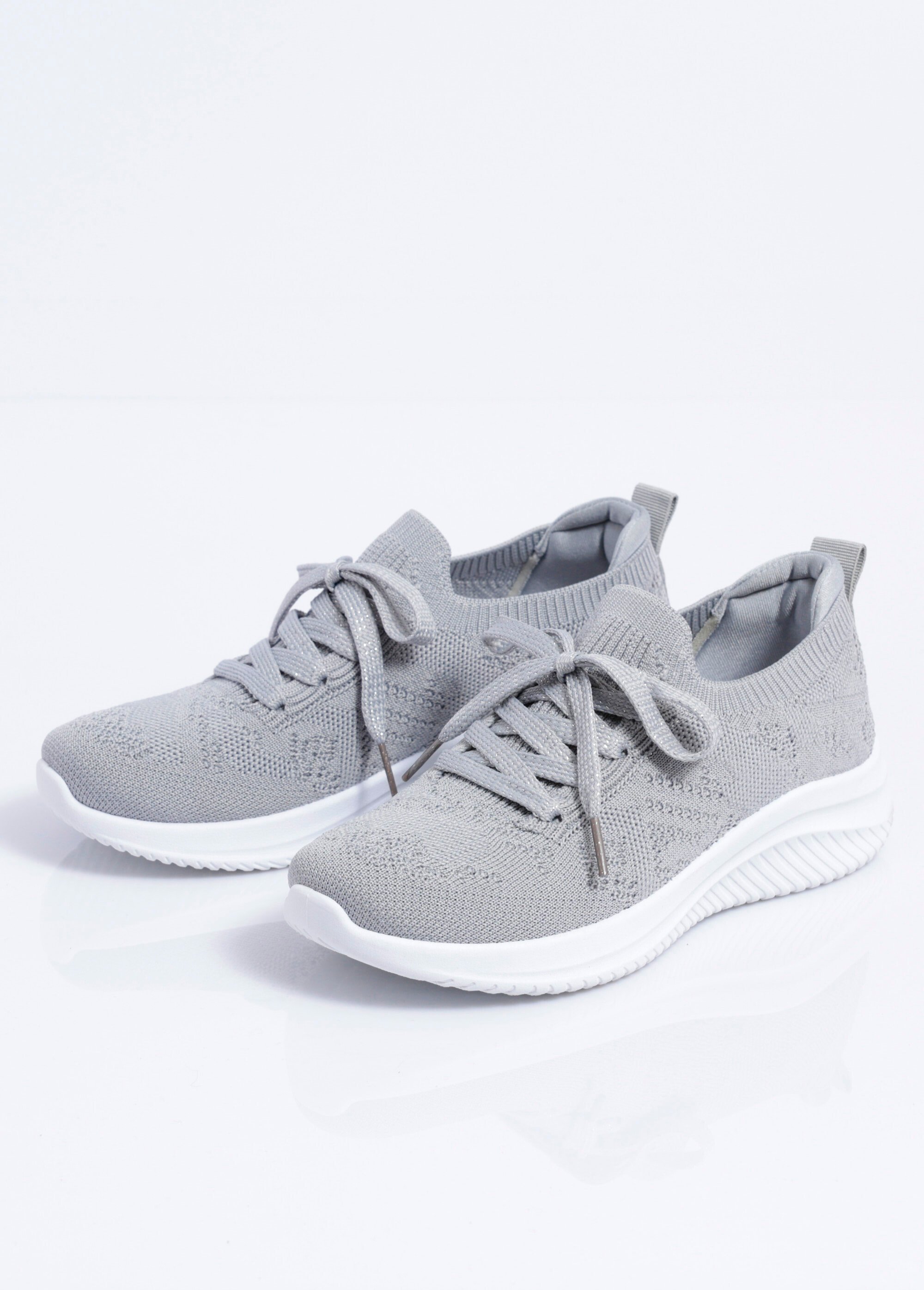 Baskets légères à lacets textile mesh Femme Gris ONING DE1