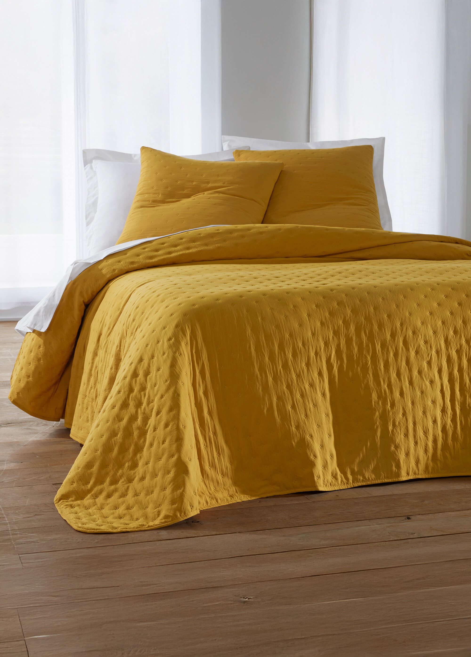 Couvre-lit effet lavé Marron RESEAU FA1