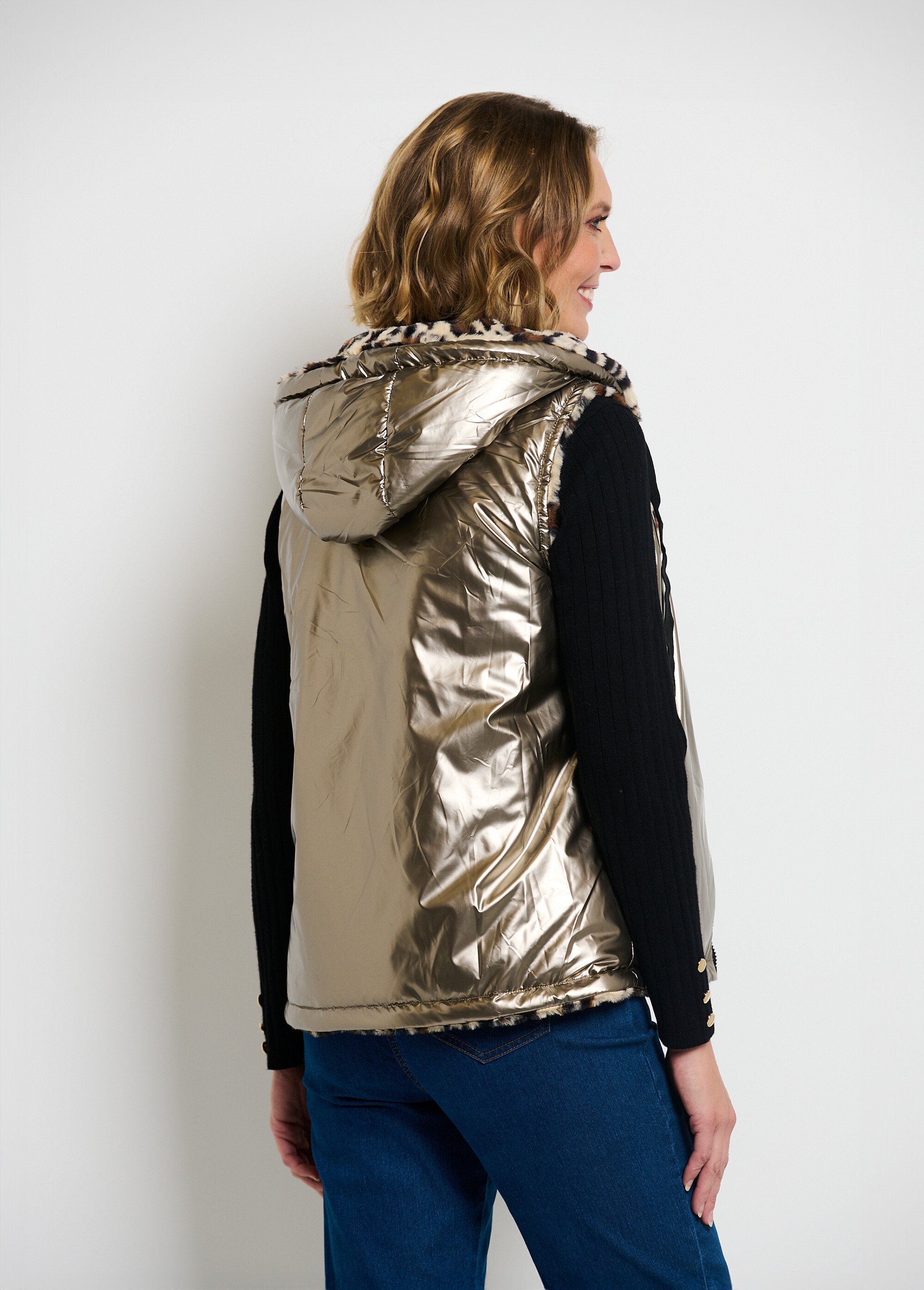 Doudoune réversible à capuche sans manches Doré Afibel