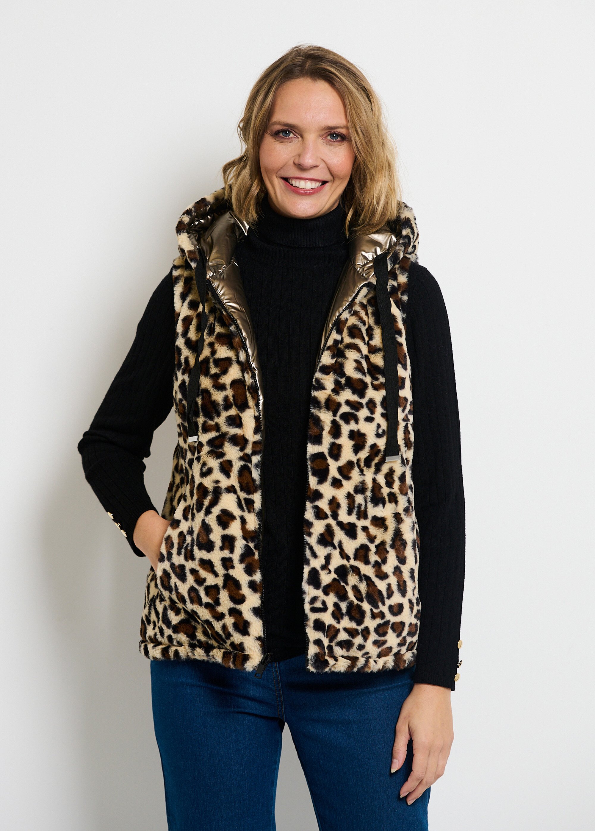 Doudoune réversible à capuche sans manches Doré Afibel