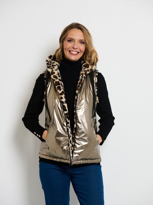 Doudoune réversible à capuche sans manches Femme Doré ATT-AT8539B FA2