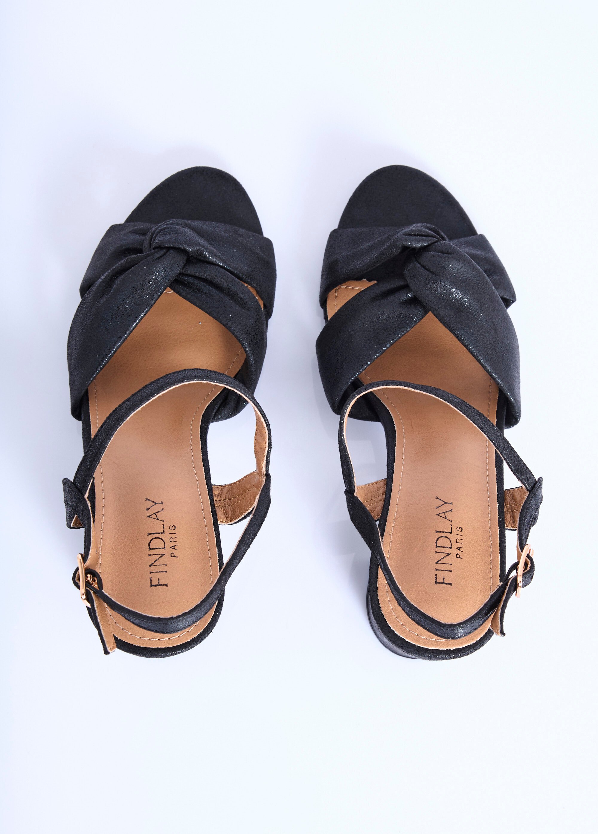 Escarpins effet irisé et détail noué Femme Noir COVJS677 OV1