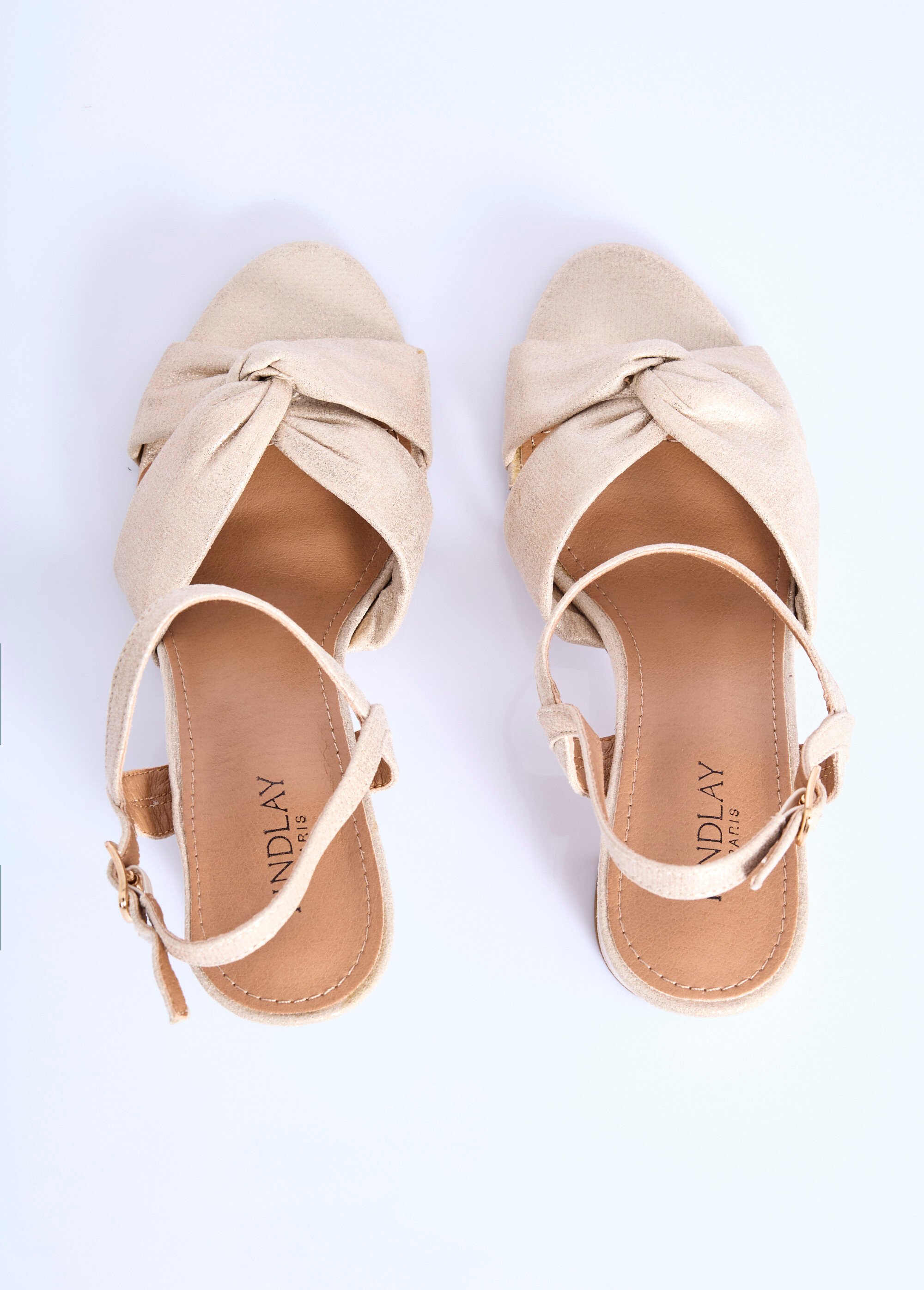 Escarpins effet irisé et détail noué Femme Doré COVJS677 OV1