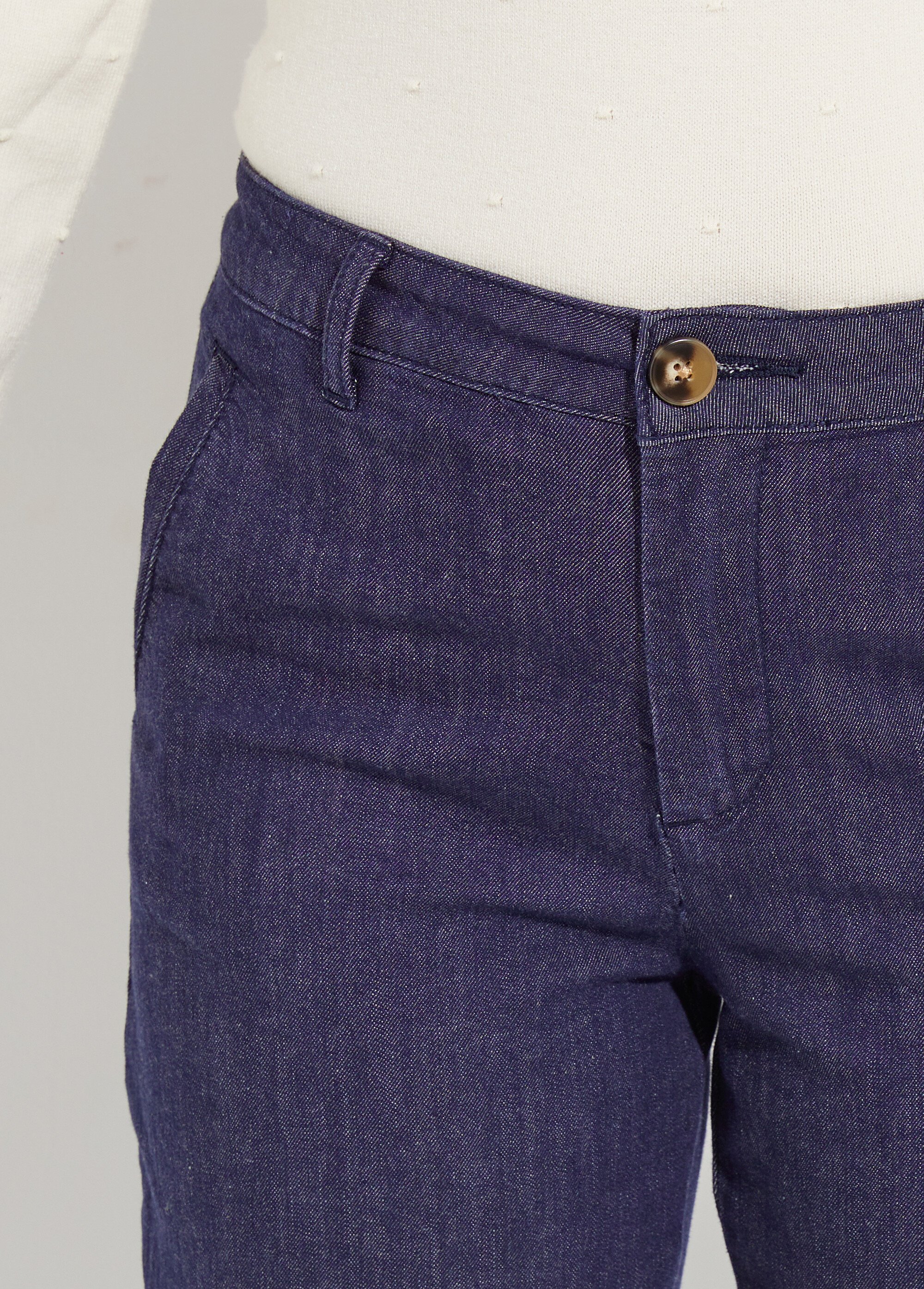 Jean coupe droite avec petit revers Femme Bleu OR-JD631 DE1