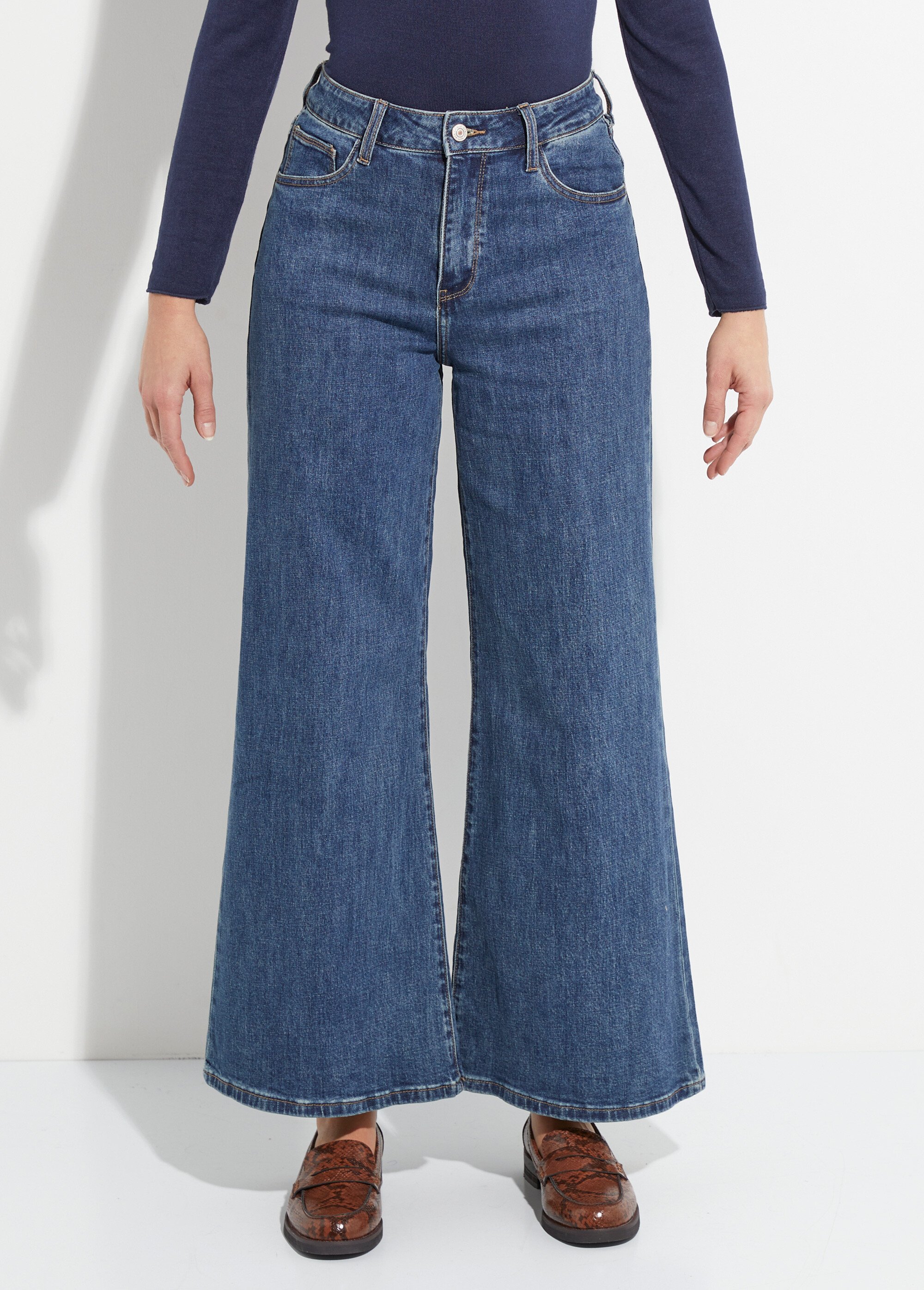 Jean coupe très large, spécial PETITE Femme Bleu OR-JD573 FA1